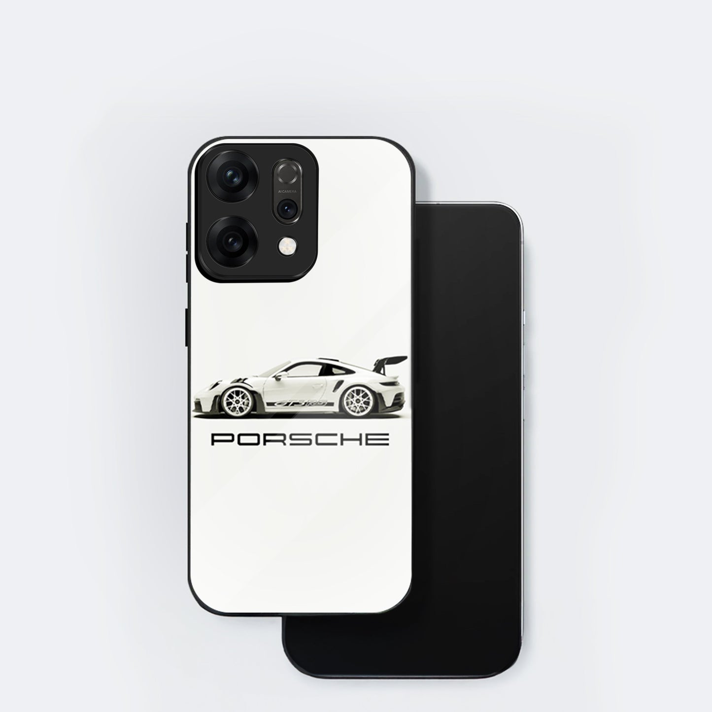 Oppo Reno 14 5G Premium Acrylic Shockproof Glass Back Case (White Porsche)