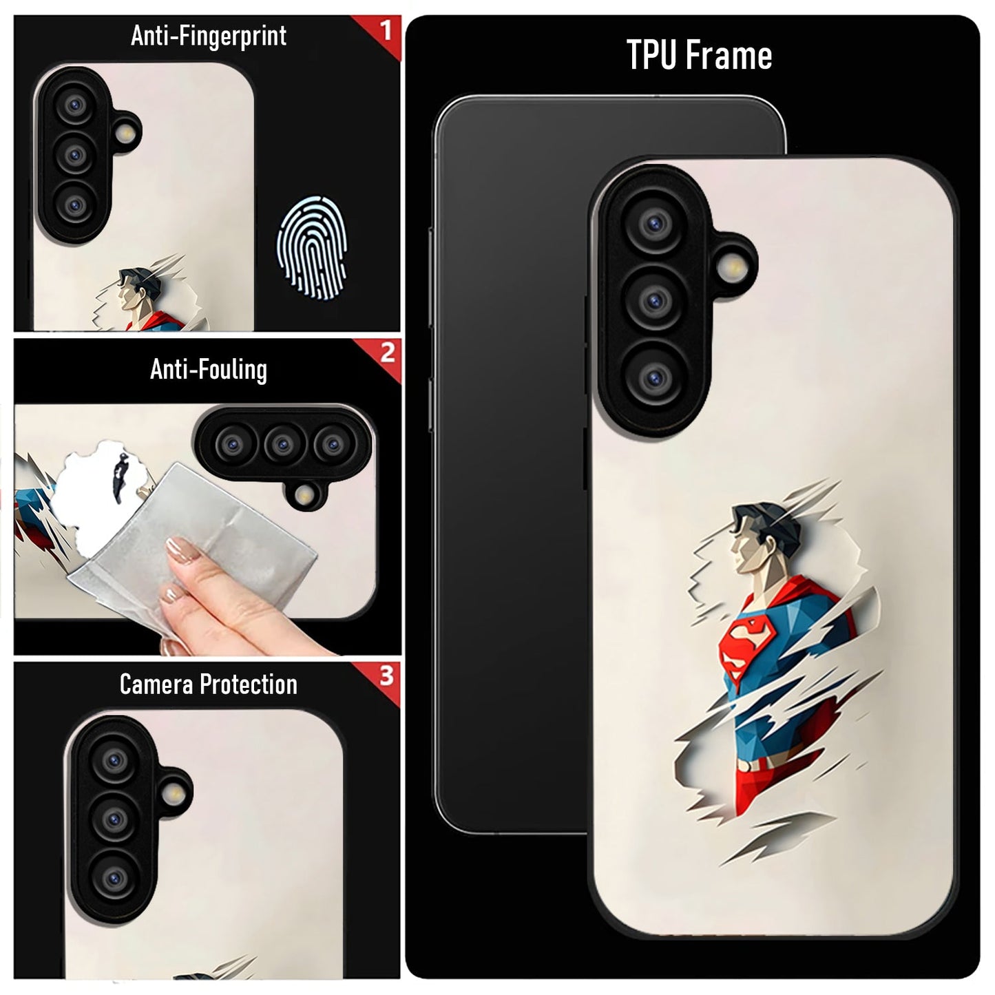 Samsung Galaxy A56 5G Premium Acrylic Shockproof Glass Back Case (Scratch Superman)