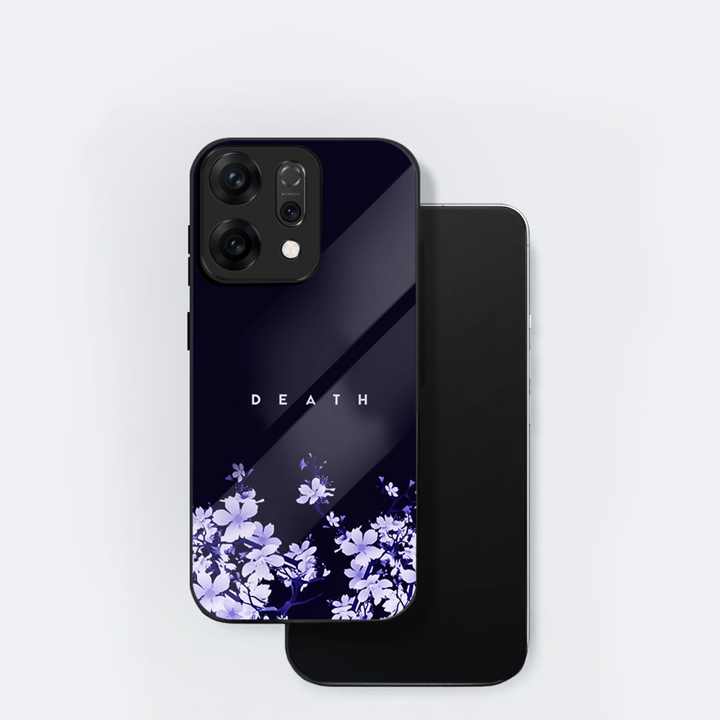 Oppo Reno 14 5G Dark Floral Minimal Aesthetic Glass Case