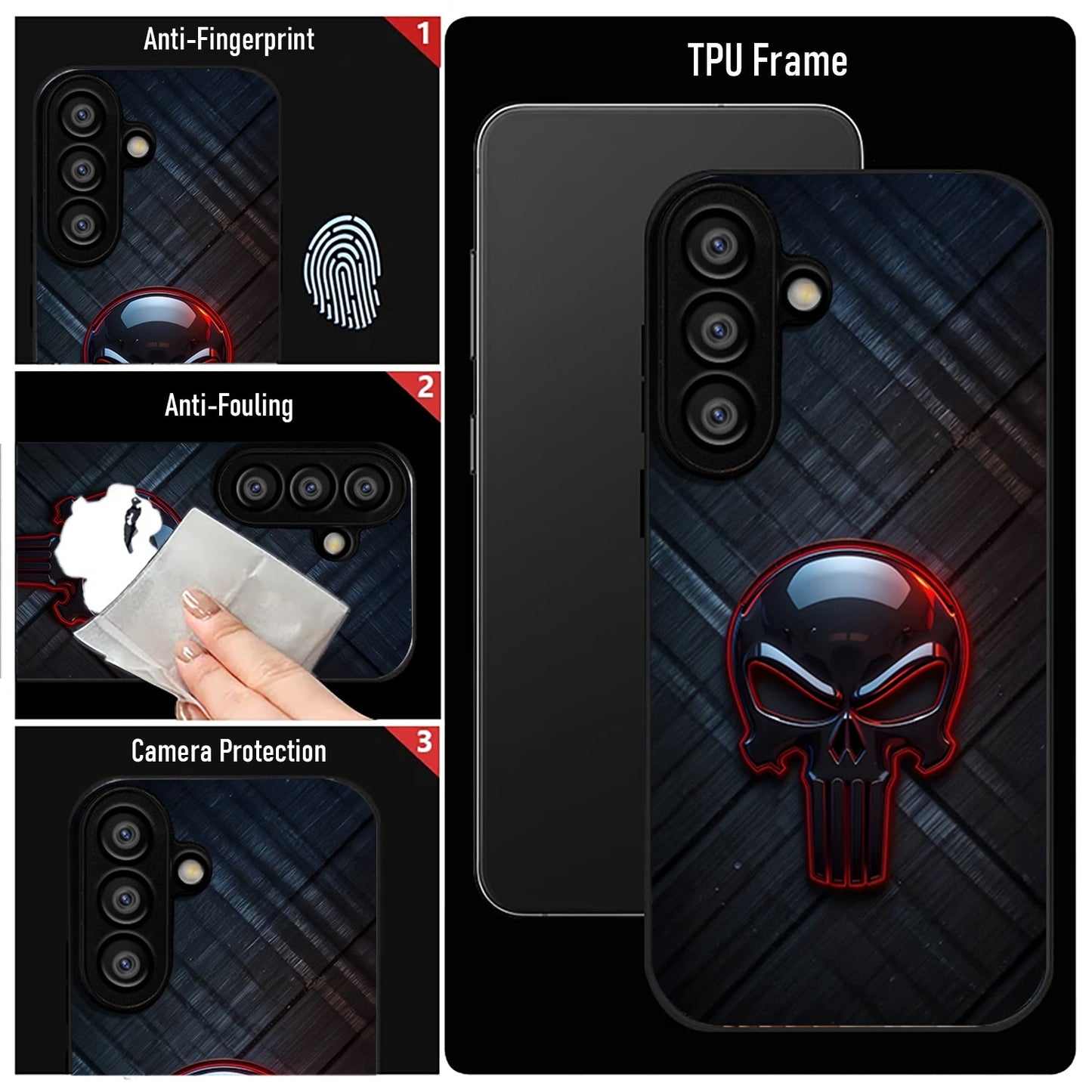 Samsung Galaxy A56 Premium Acrylic Shockproof Glass Back Case (Power Skull)
