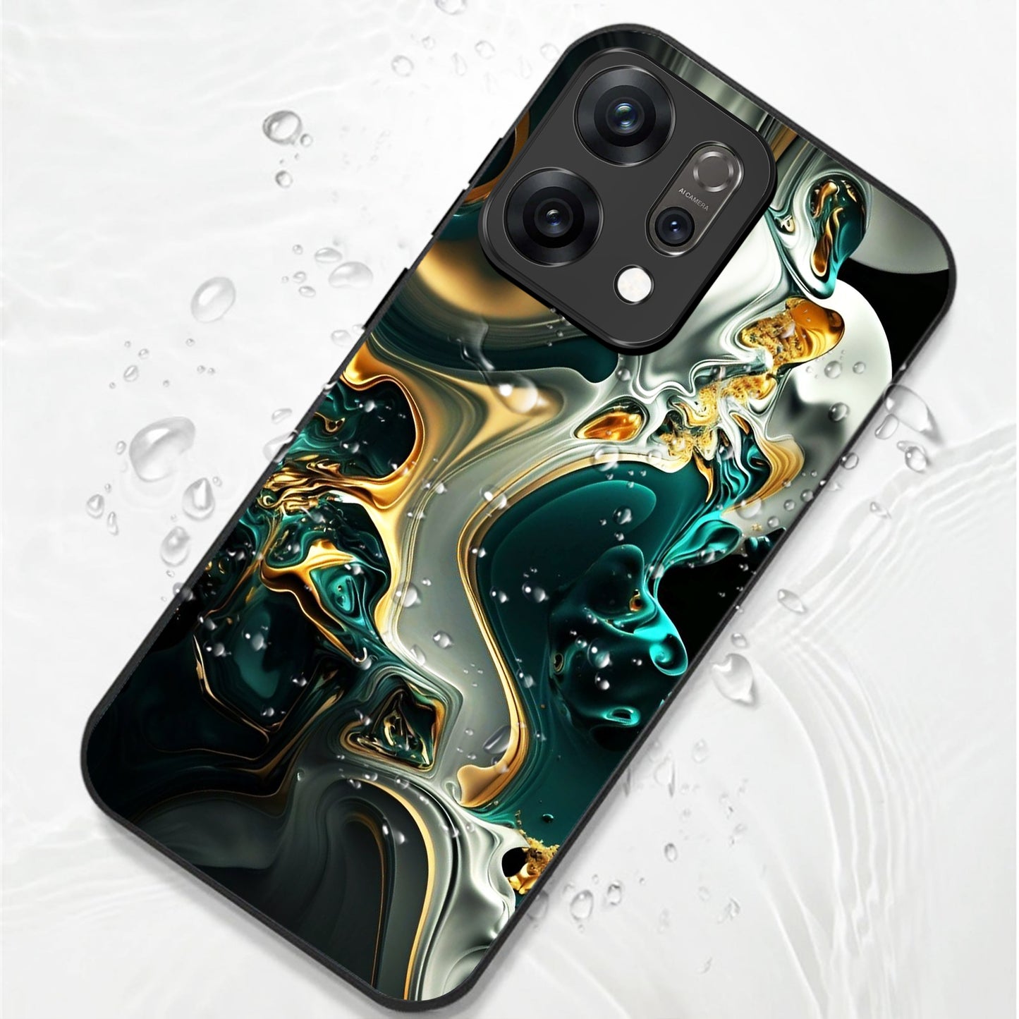 Oppo Reno14 5G Premium Acrylic Shockproof Glass Back Case (Ocean Ember)