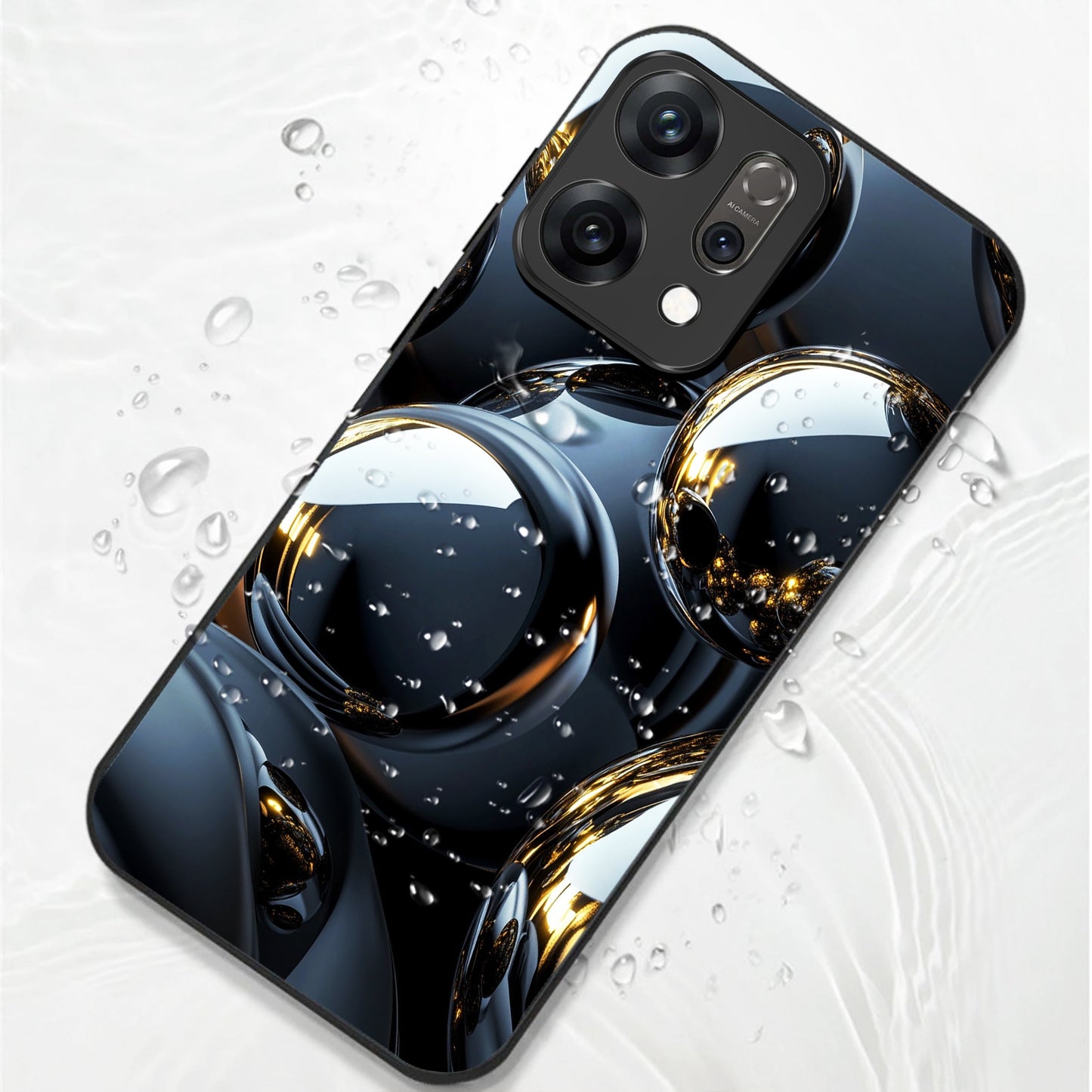 Oppo Reno14 5G Premium Acrylic Shockproof Glass Back Case (Mirror Spheres)