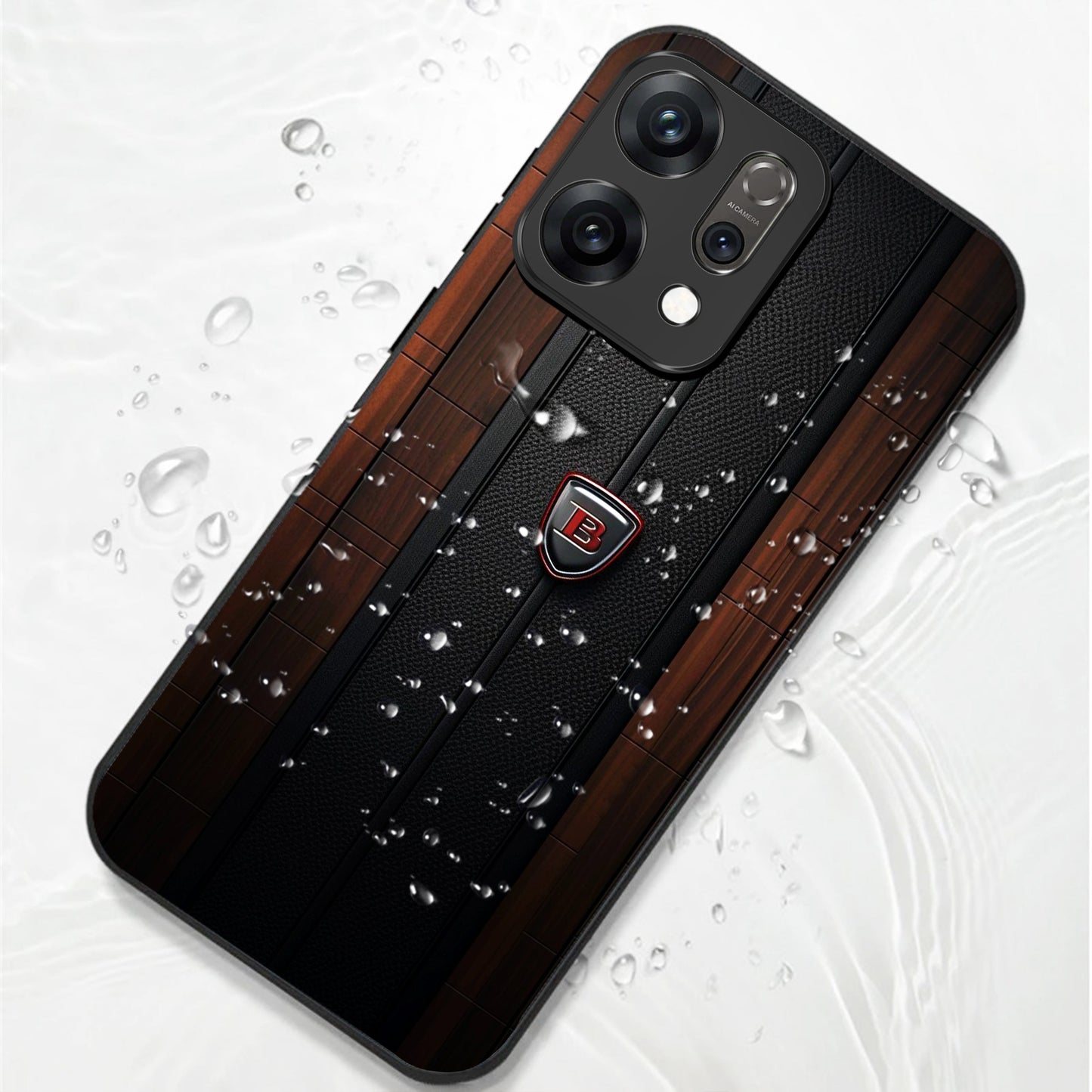 Oppo Reno14 5G Premium Acrylic Shockproof Glass Back Case (Carbon Oak)