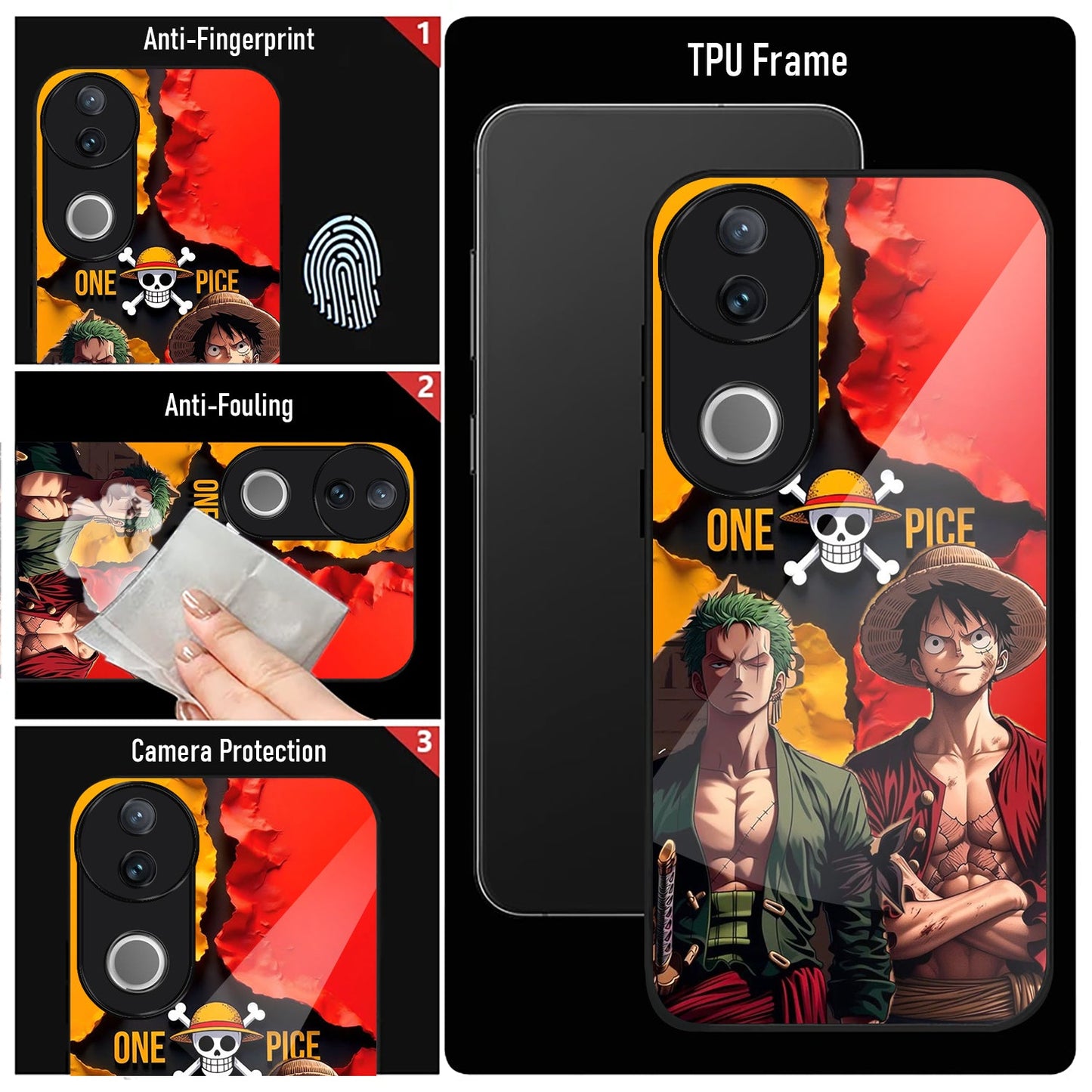 Vivo V50 5G Premium Acrylic Shockproof Glass Back Case (Luffy & Zoro)