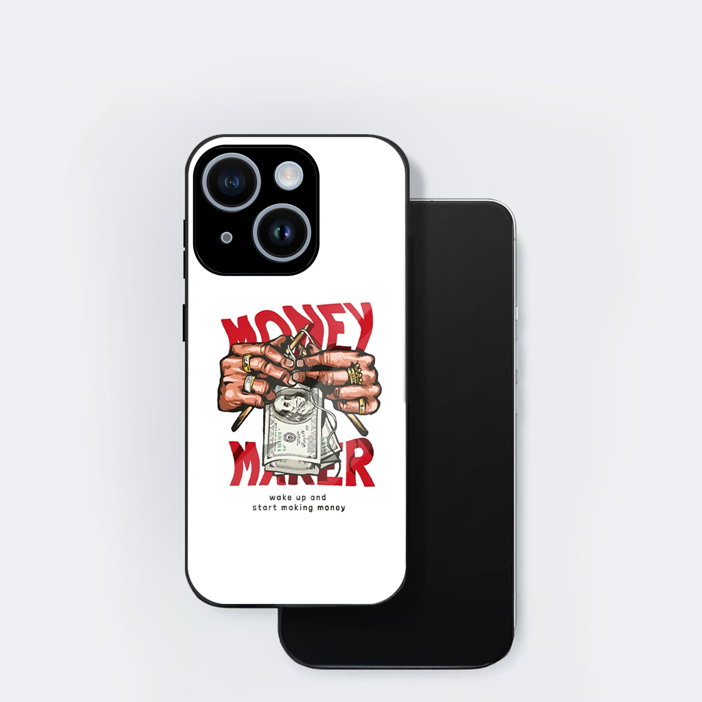 iPhone 14 Premium Acrylic Shockproof Glass Back Case (Money Maker)