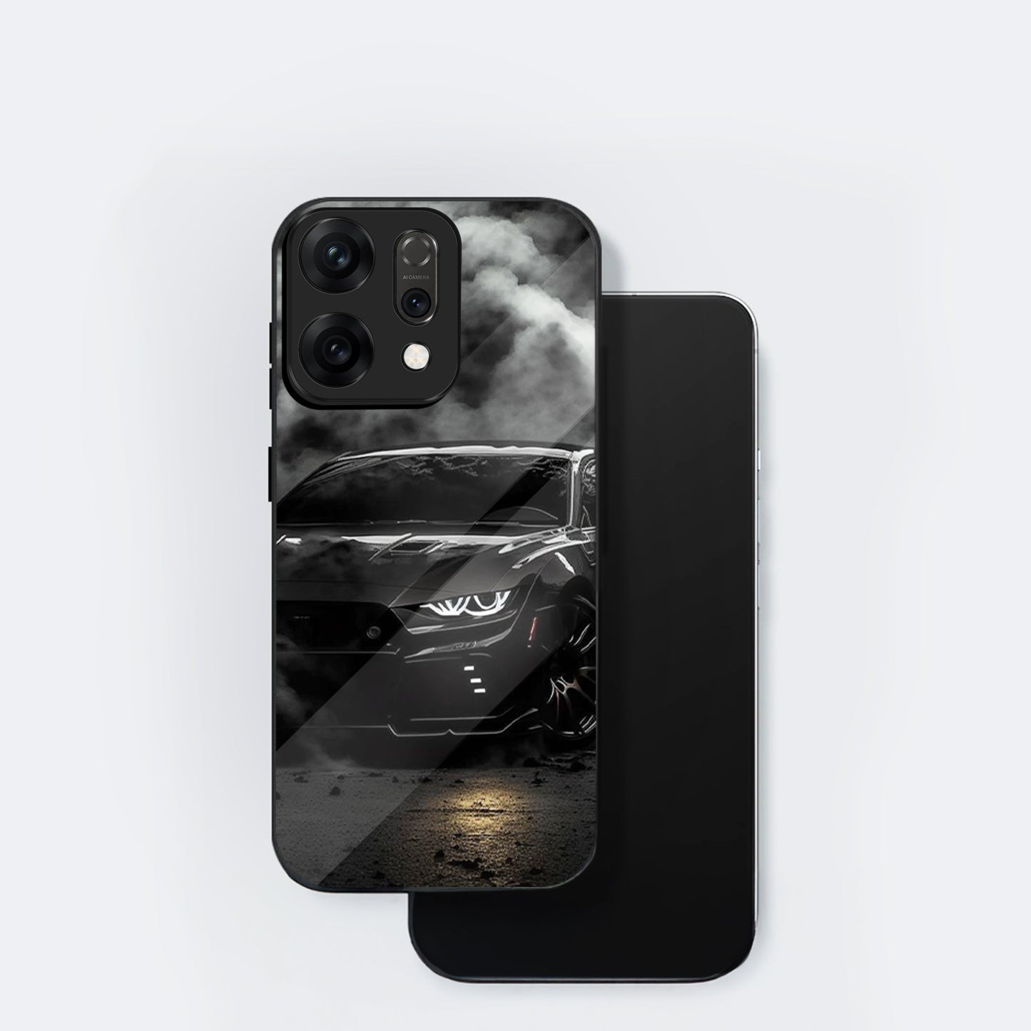 Oppo Reno 14 5G Premium Acrylic Shockproof Glass Back Case (Black-BMW)