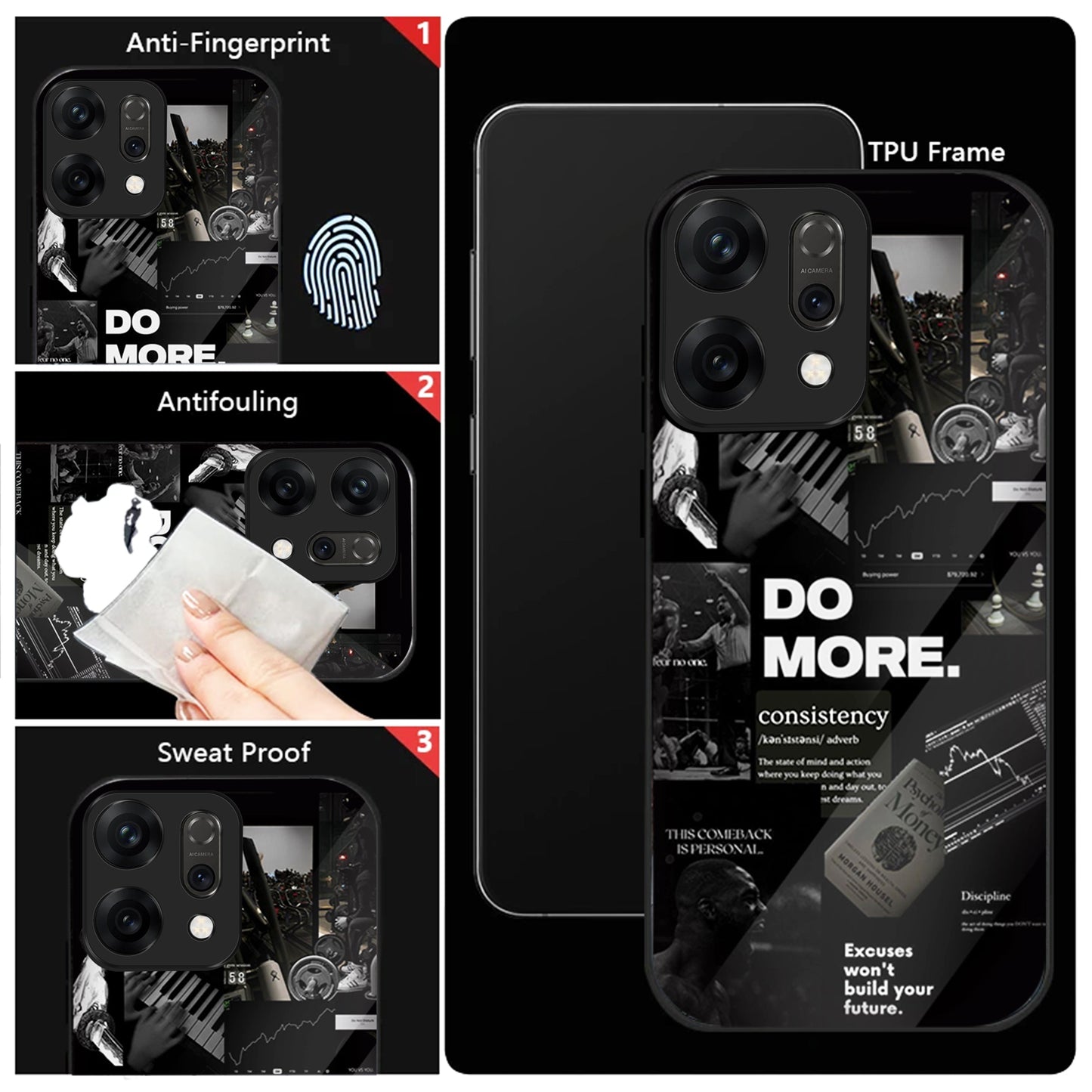 Oppo Reno 14 5G Premium Acrylic Shockproof Glass Back Case (Do More)