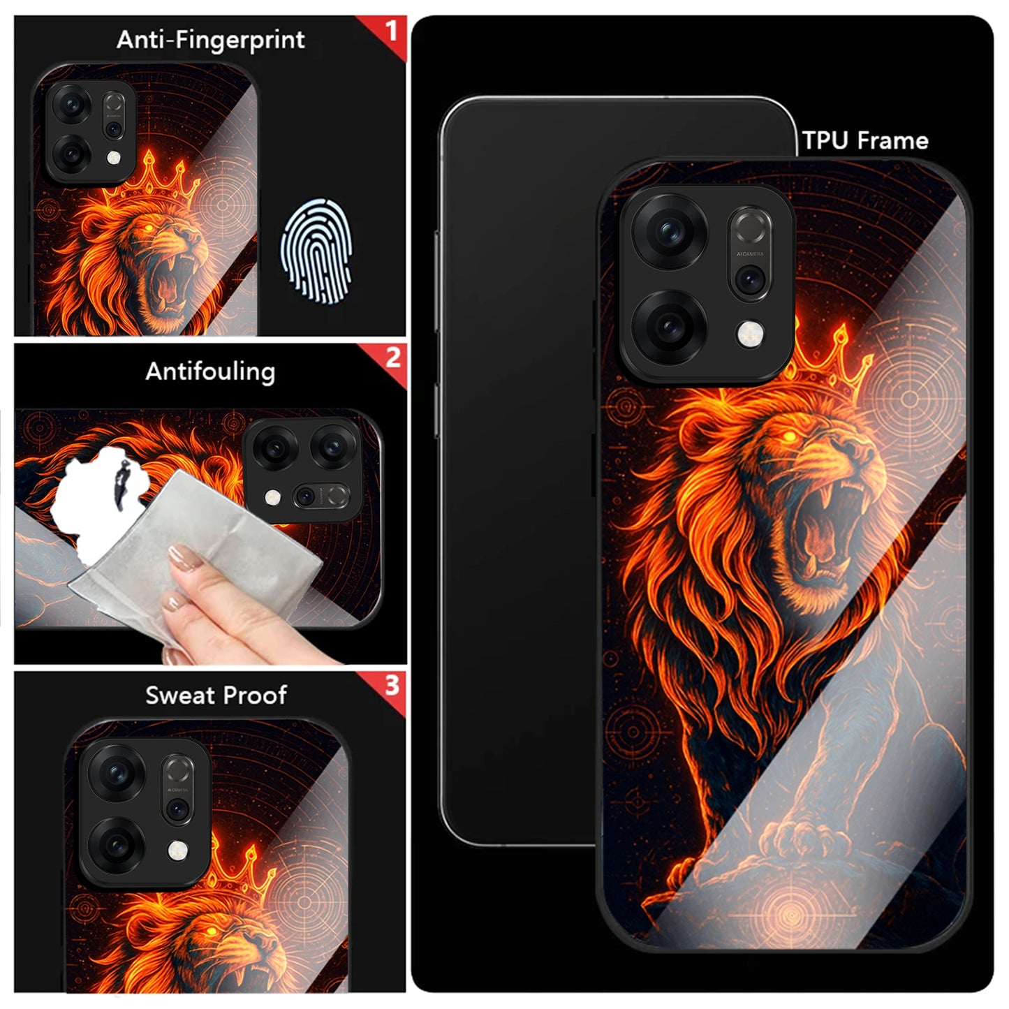 Oppo Reno14 5G Premium Acrylic Shockproof Glass Back Case (King of Cosmos)