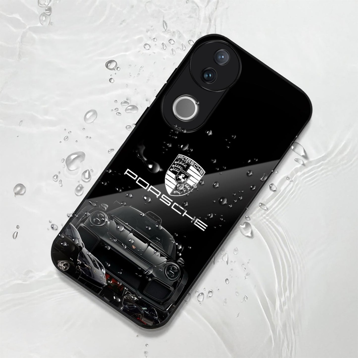 Vivo V50 5G Premium Acrylic Shockproof Glass Back Case (Black Porsche)