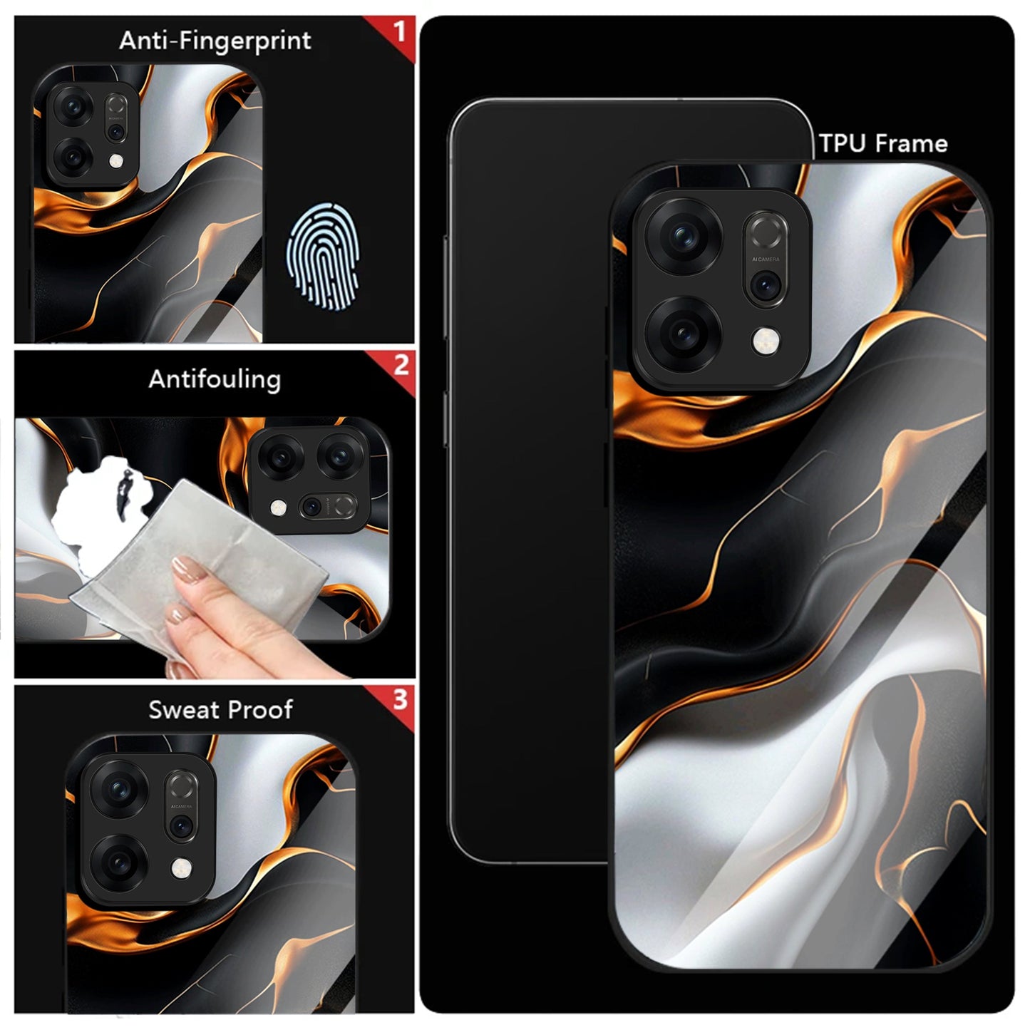 Oppo Reno14 5G Premium Acrylic Shockproof Glass Back Case (Lava Veins)