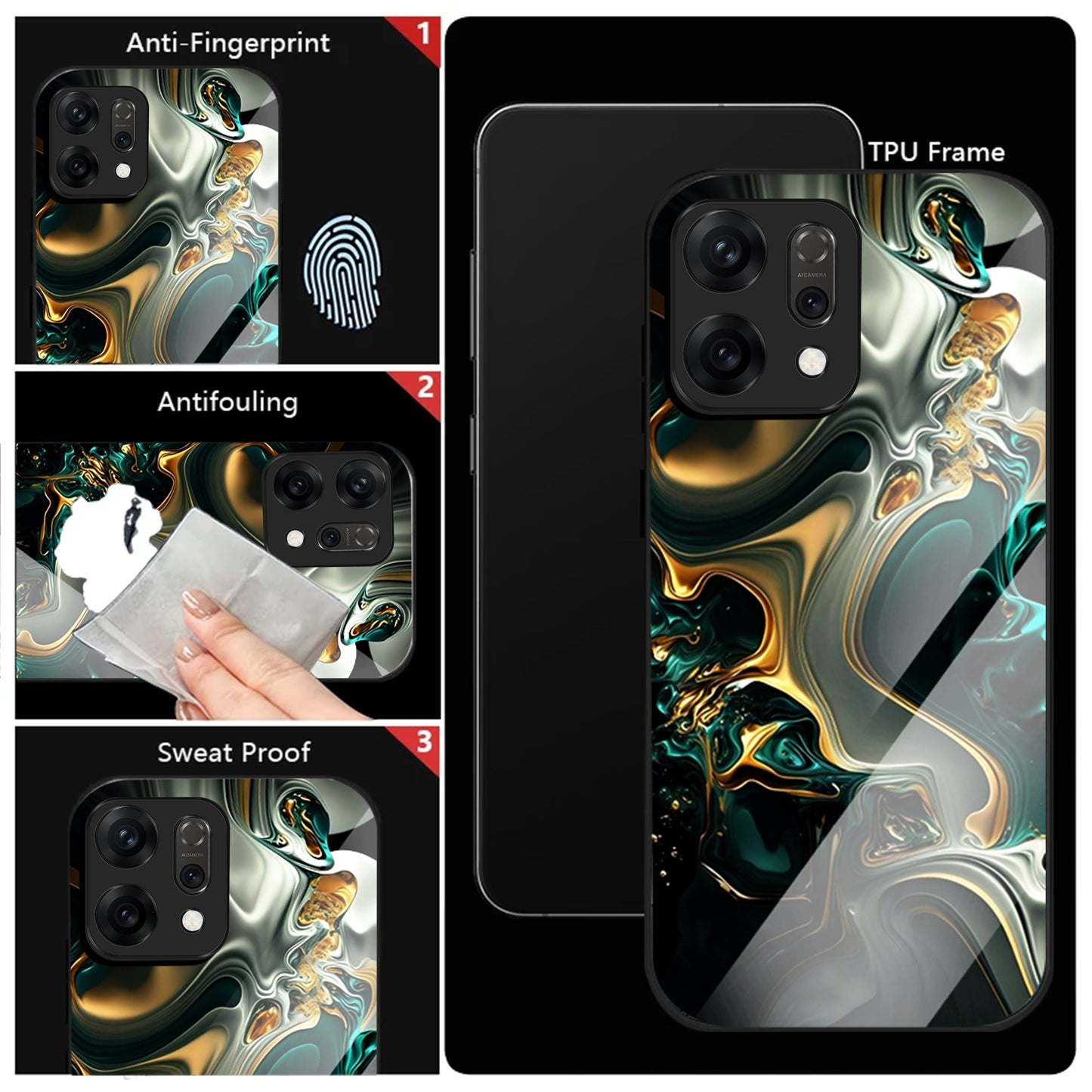 Oppo Reno14 5G Premium Acrylic Shockproof Glass Back Case (Ocean Ember)