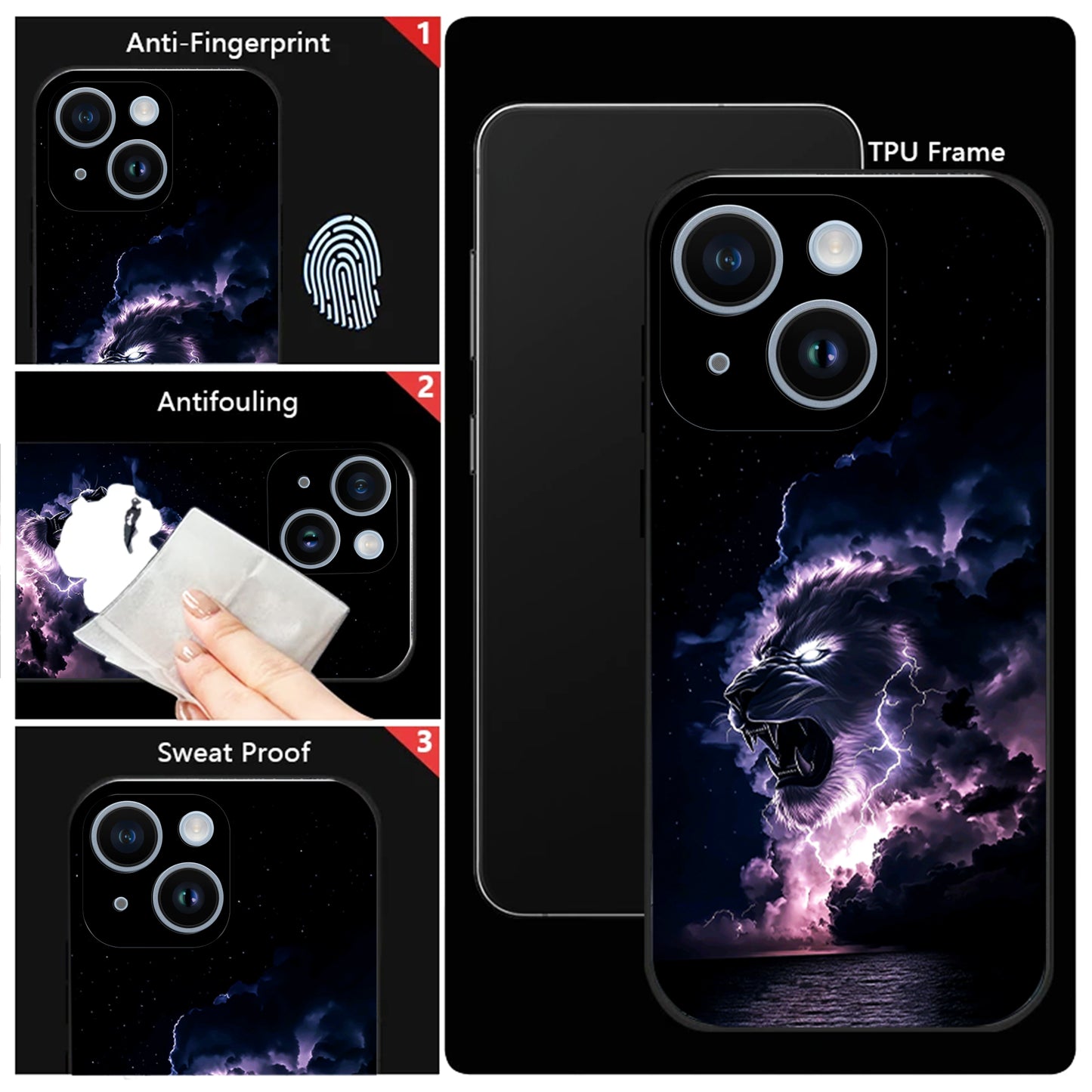 iPhone 14 Premium Acrylic Shockproof Glass Back Case (Storm King)