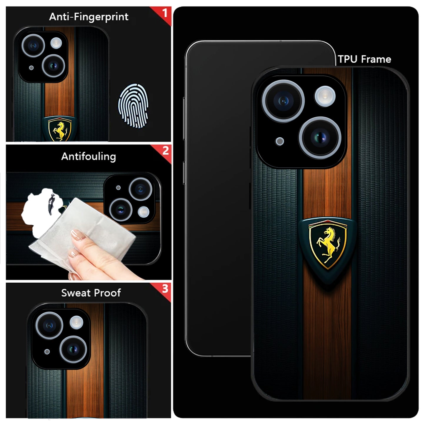 iPhone 14 Premium Acrylic Shockproof Glass Back Case (Royal Roadster)