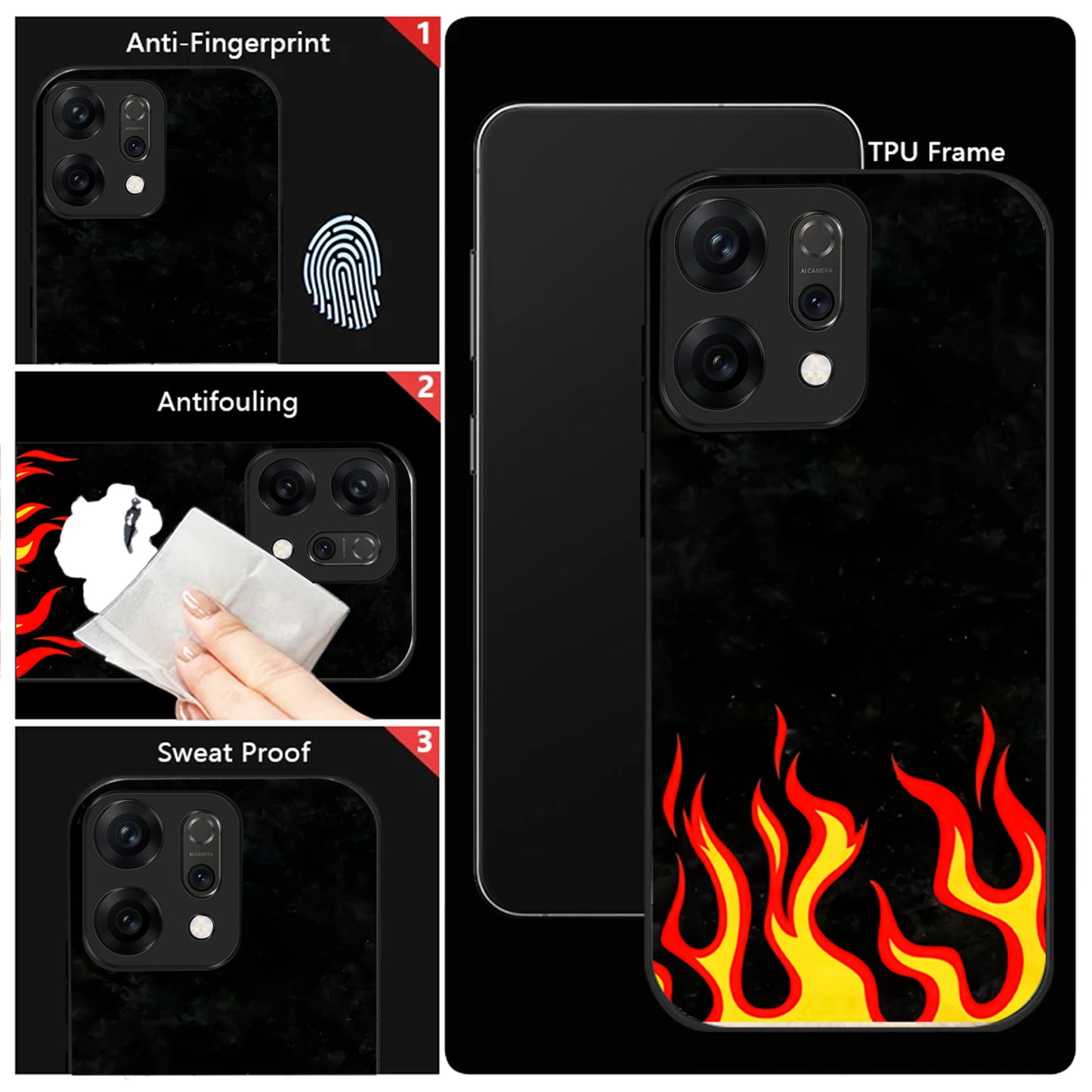 Oppo Reno 14 5G Hot Flame Aesthetic Glass Case