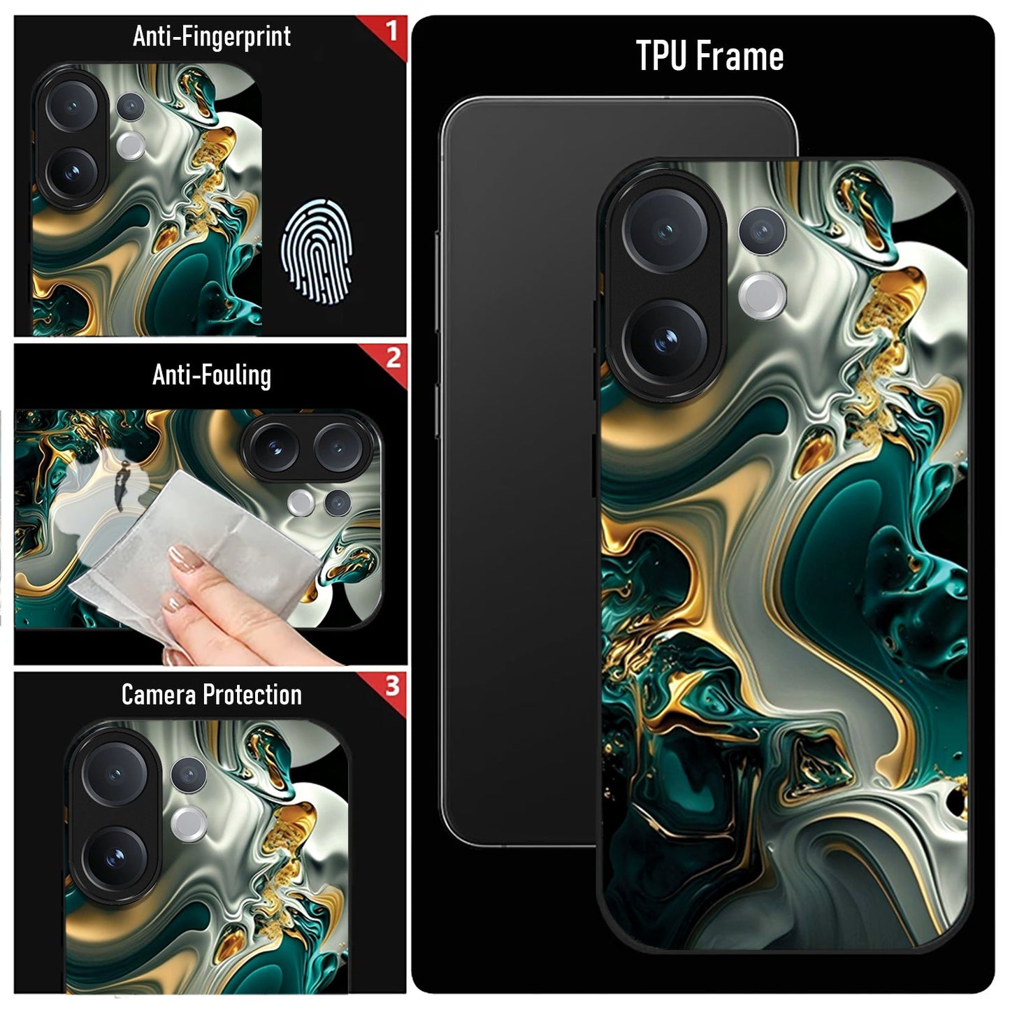 Vivo V60 5G Premium Acrylic Shockproof Glass Back Case (Ocean Ember)