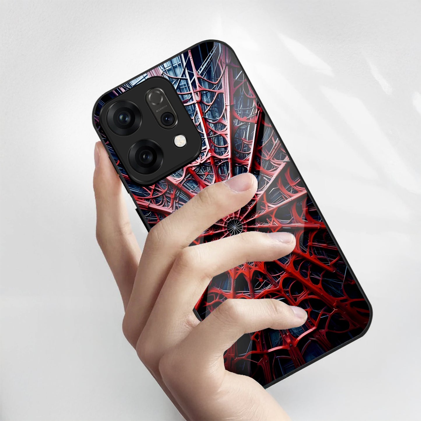 Oppo Reno14 5G Premium Acrylic Shockproof Glass Back Case (Spider Vault)