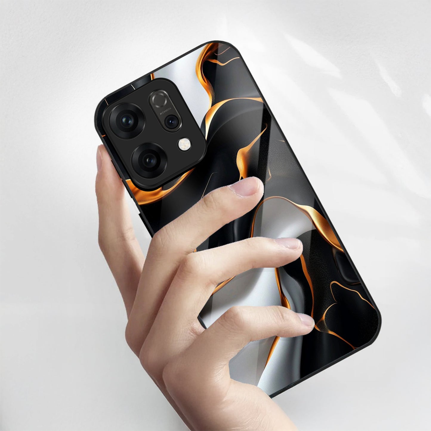 Oppo Reno14 5G Premium Acrylic Shockproof Glass Back Case (Lava Veins)