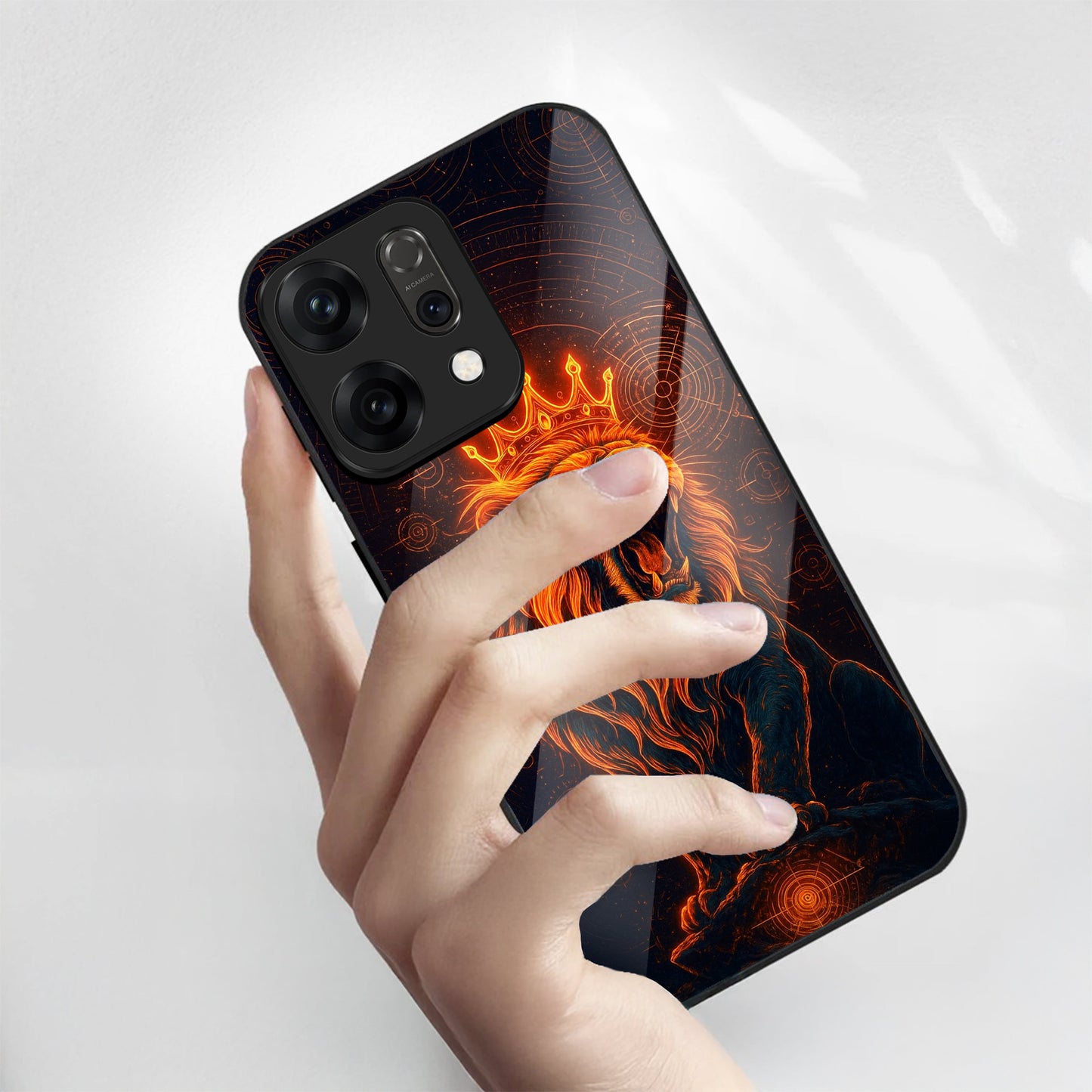 Oppo Reno14 5G Premium Acrylic Shockproof Glass Back Case (King of Cosmos)