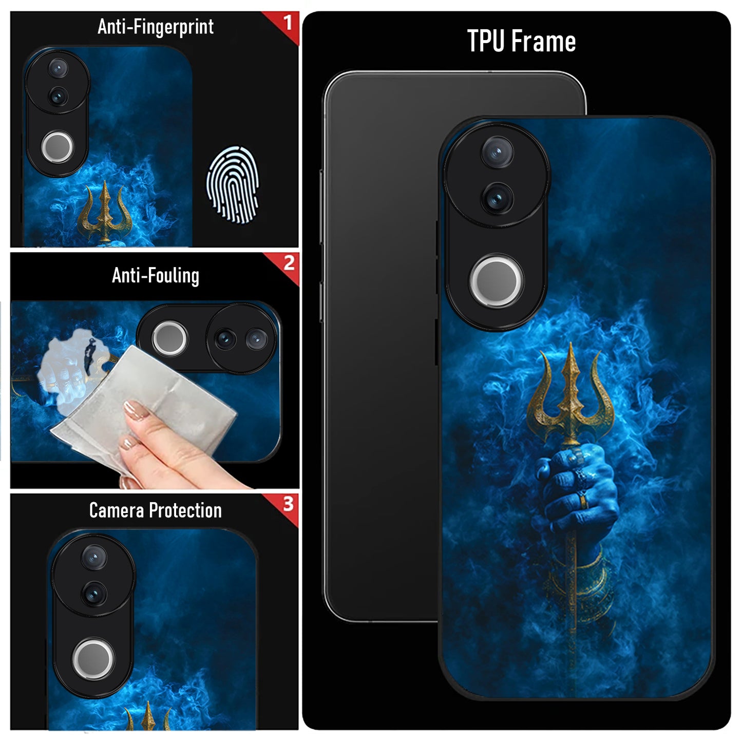 Vivo V50 5G Premium Acrylic Shockproof Glass Back Case (Divine Trident)