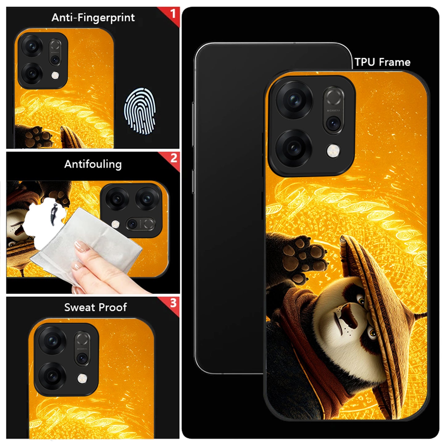 Oppo Reno 14 5G Kung Fu panda Character Design Aesthetic Glass Case