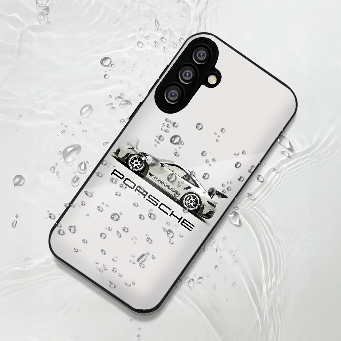 Samsung Galaxy A36 5G Premium Acrylic Shockproof Glass Back Case (White Porsche)