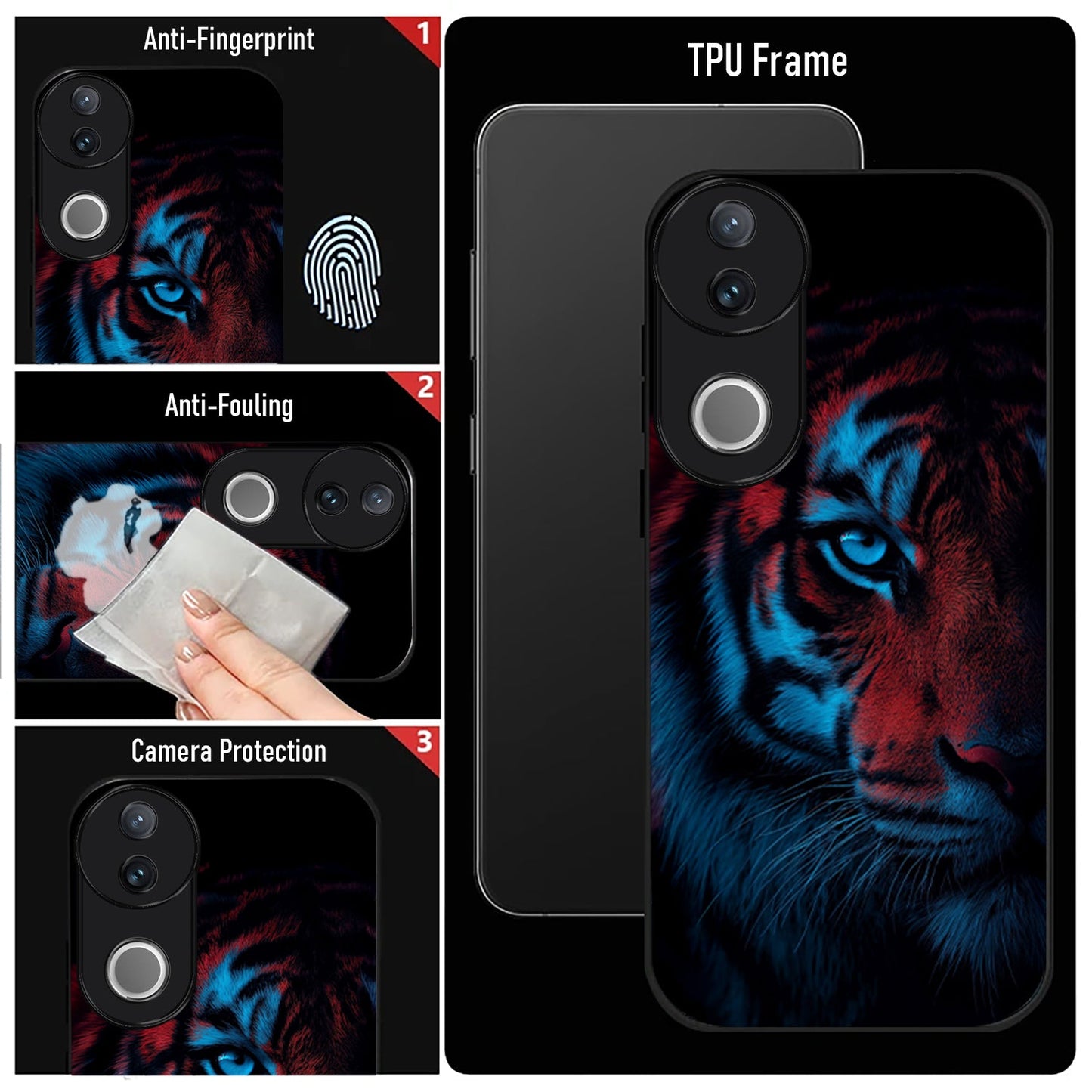 Vivo V50 5G Premium Acrylic Shockproof Glass Back Case (Neon Beast)