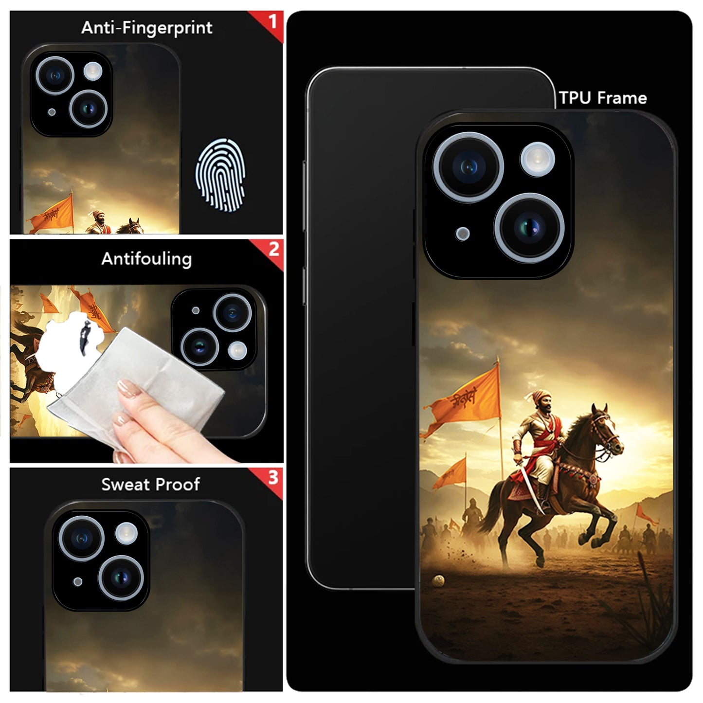 iPhone 14 Premium Acrylic Shockproof Glass Back Case (Battle Glory)
