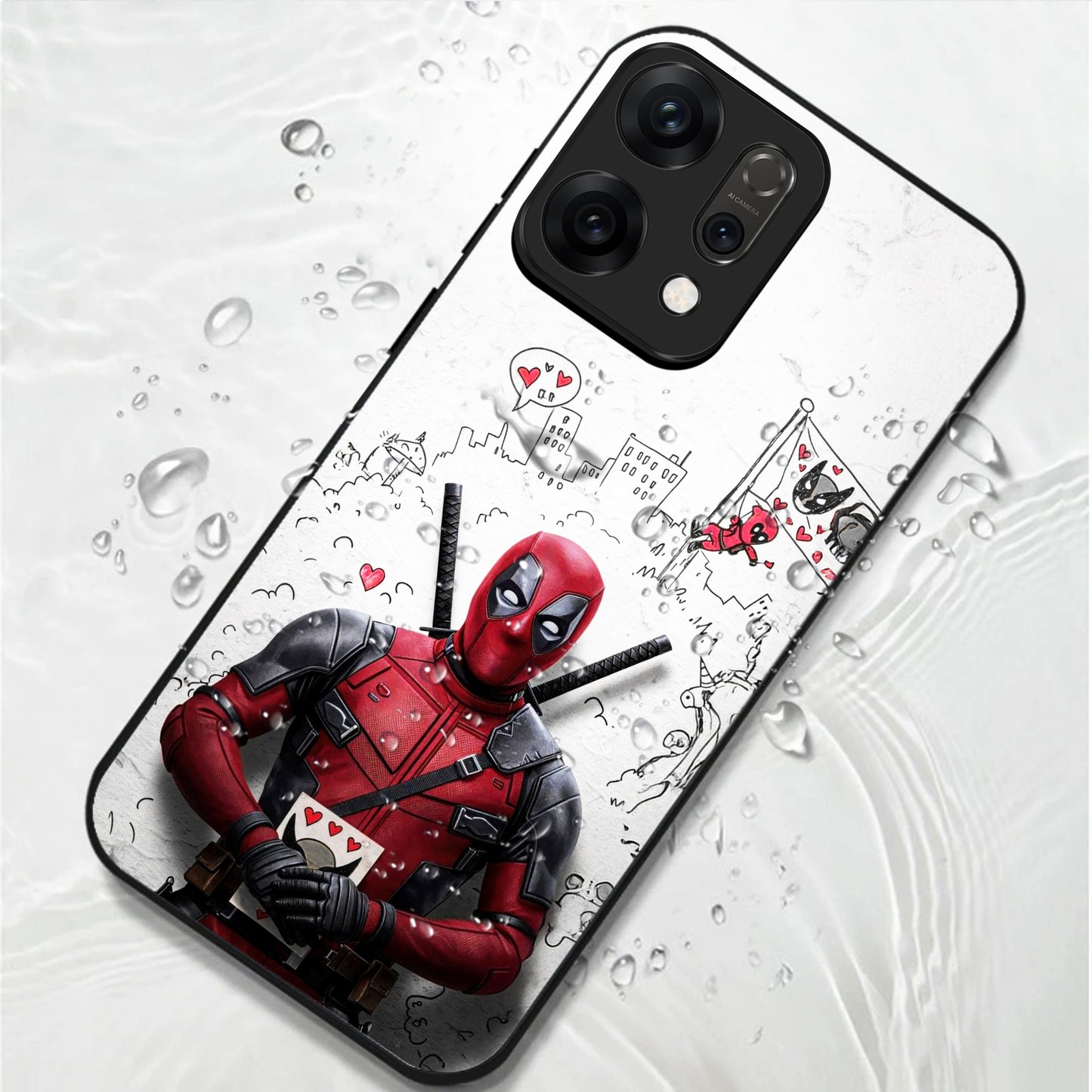 Oppo Reno 14 5G Deadpool Comic Character Design Aesthetic Glass Case