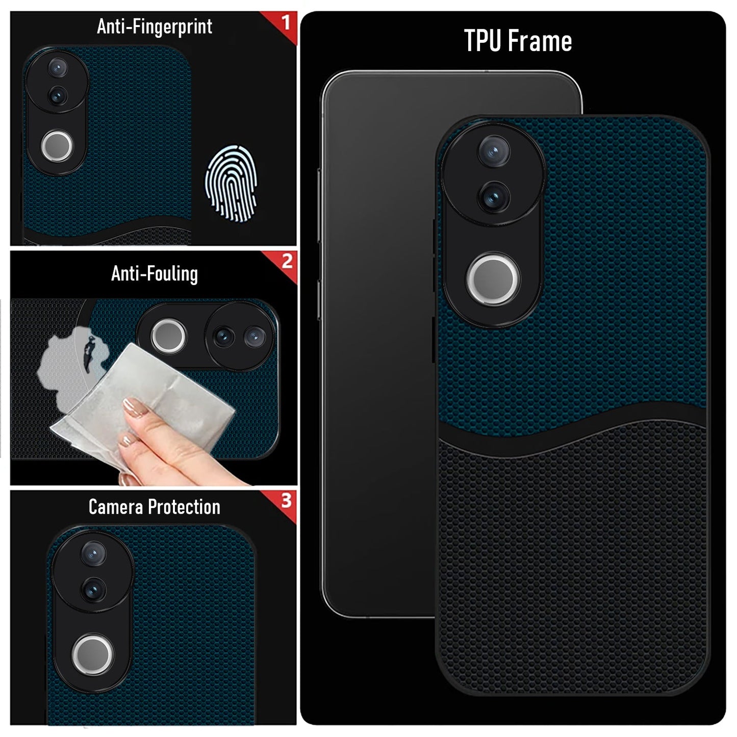 Vivo V50 5G Premium Acrylic Shockproof Glass Back Case (Wave Grid)