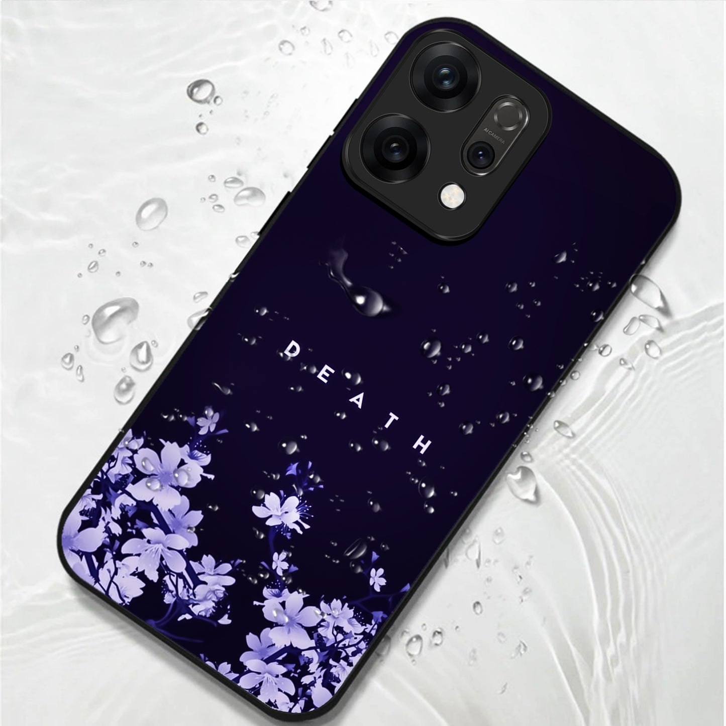 Oppo Reno 14 5G Dark Floral Minimal Aesthetic Glass Case