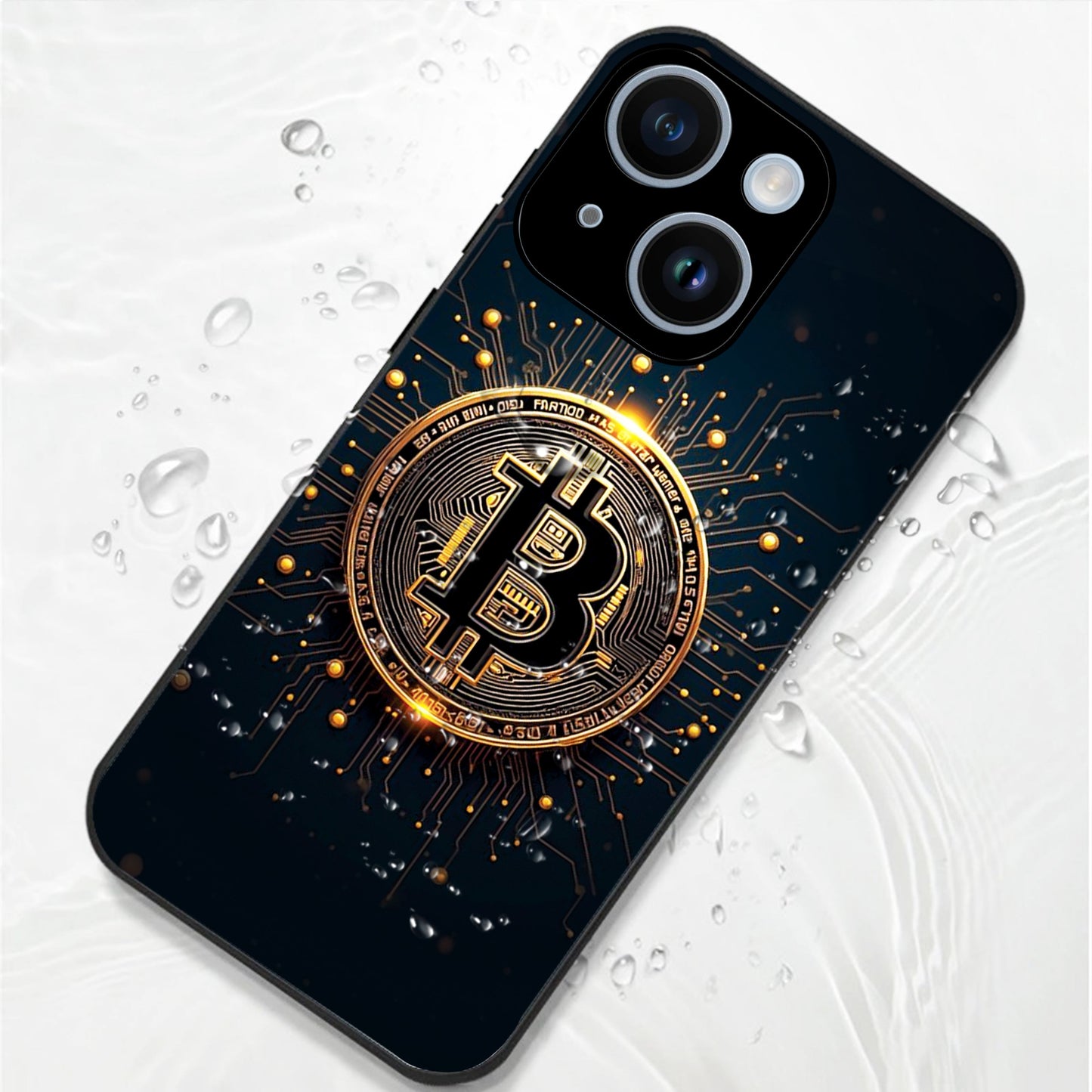 iPhone 14 Premium Acrylic Shockproof Glass Back Case (Bitcoin Armor)