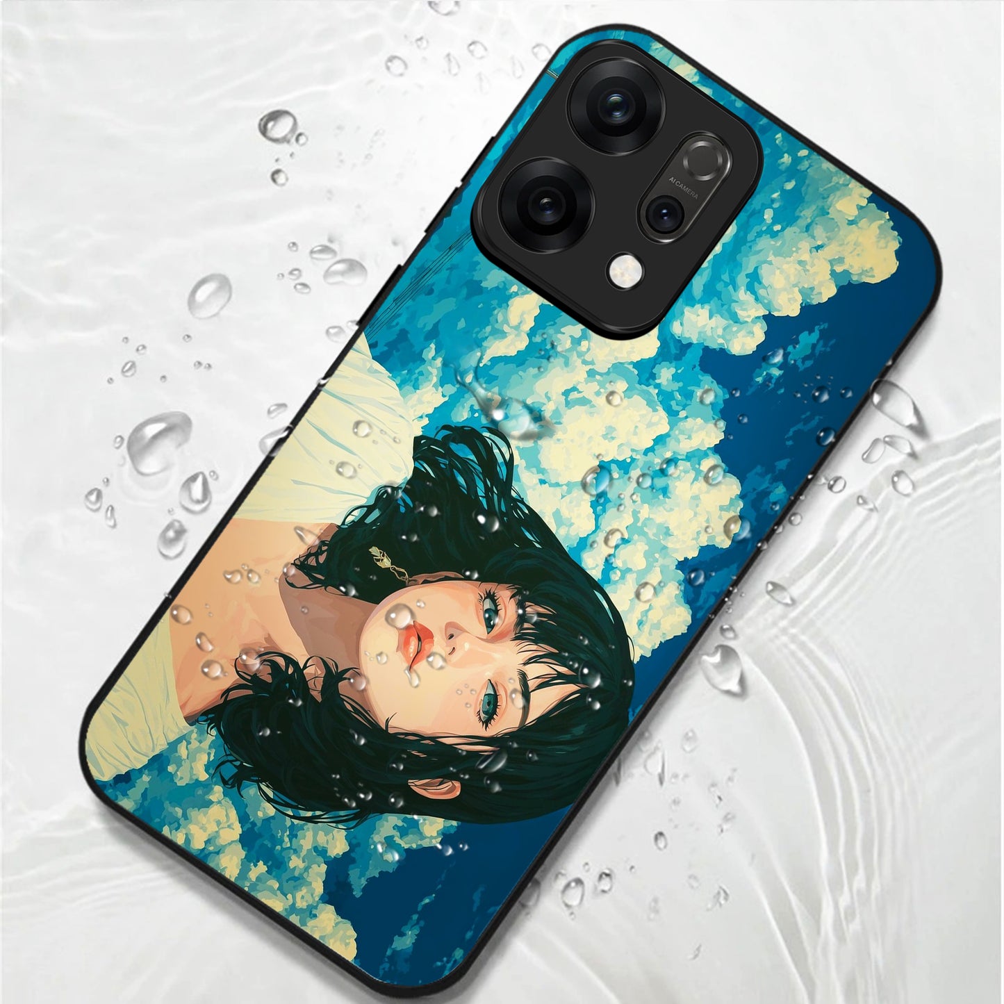 Oppo Reno 14 5G Cloud Anime Girl Aesthetic Glass Case
