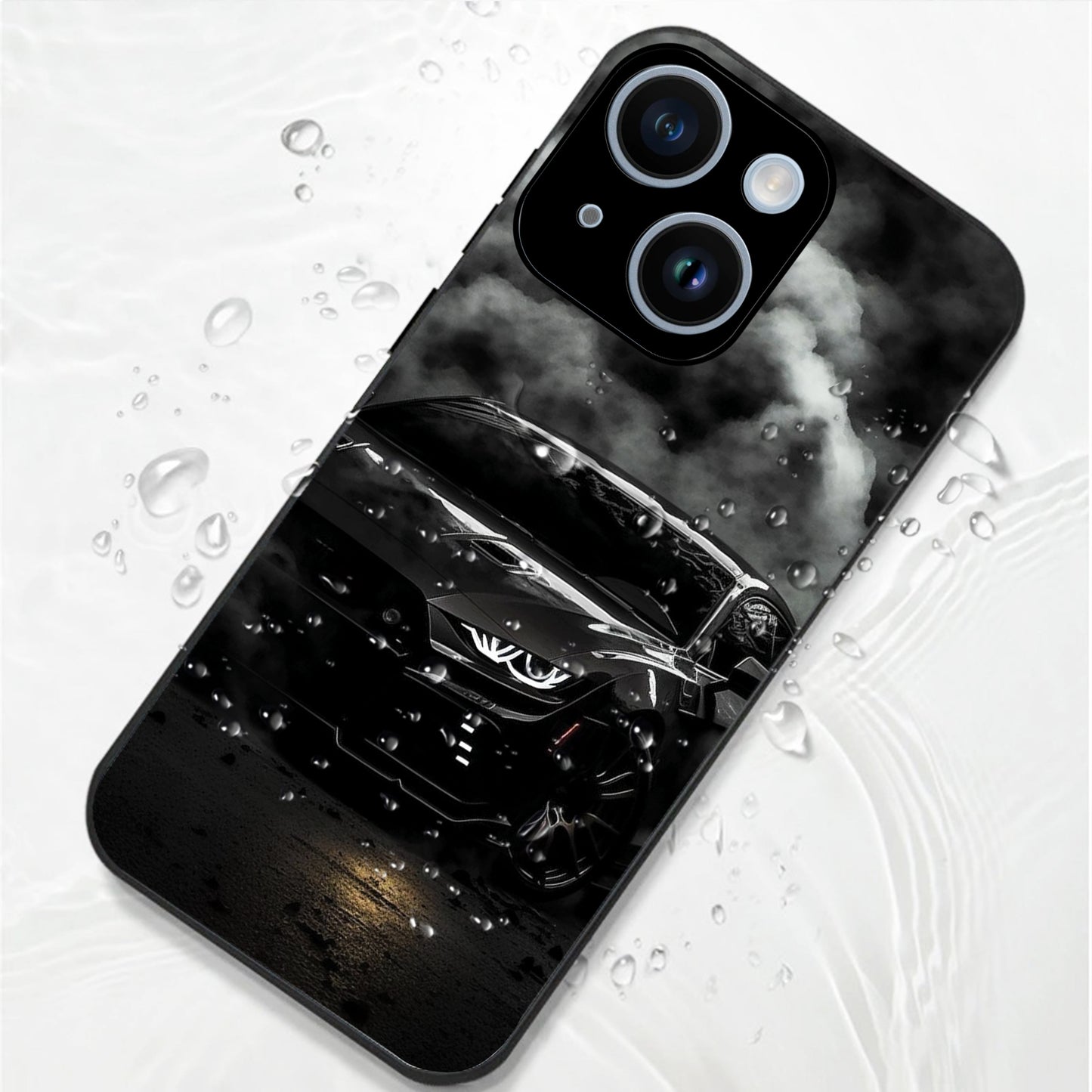 iPhone 14 Premium Acrylic Shockproof Glass Back Case (Black-BMW)