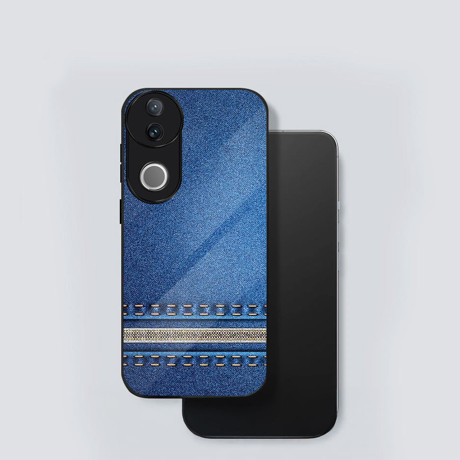 Vivo V50 5G Premium Acrylic Shockproof Glass Back Case (Denim Shield)
