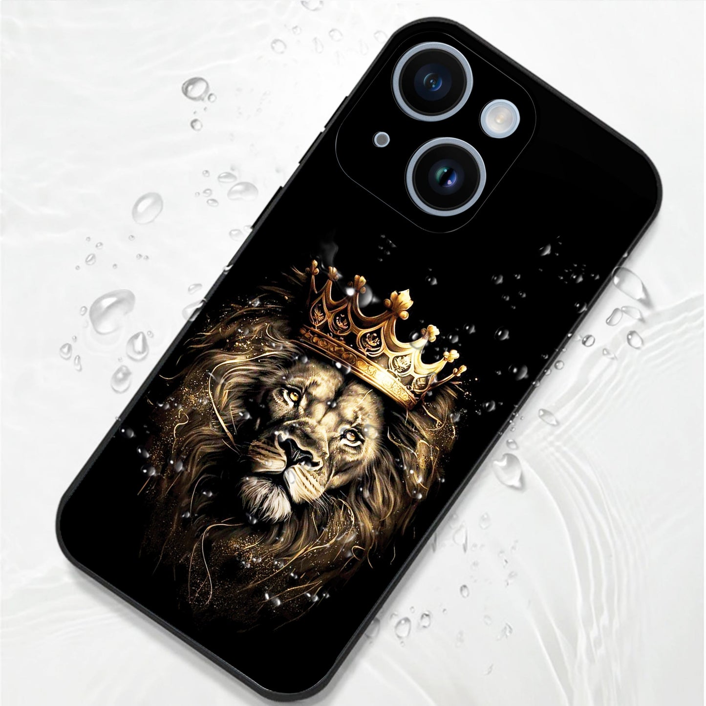 iPhone 14 Premium Acrylic Shockproof Glass Back Case (Crowned Lion)