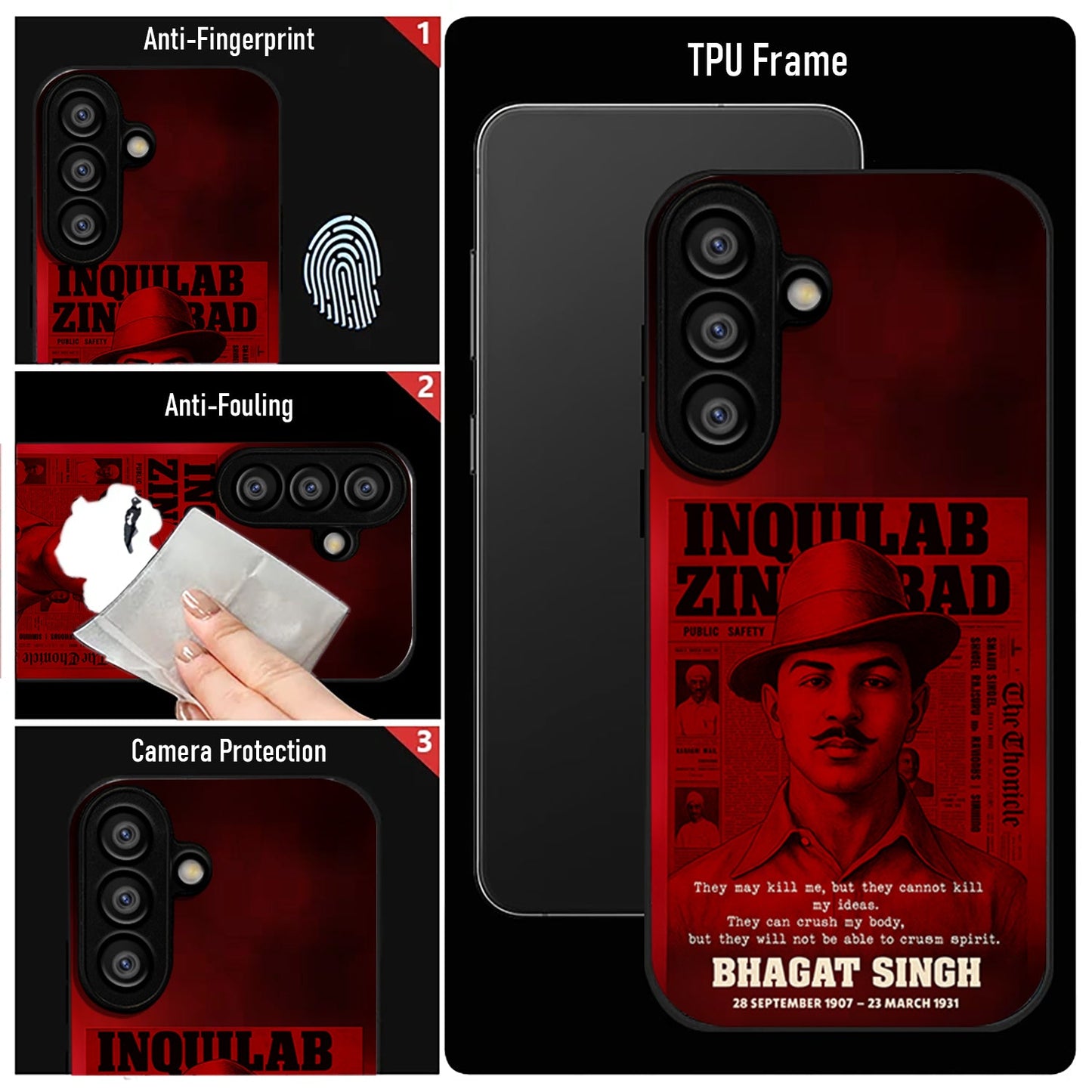 Samsung Galaxy A36 5G Premium Acrylic Shockproof Glass Back Case (Bhagat Singh)