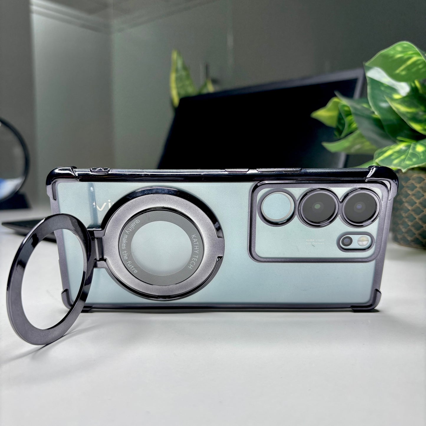 Vivo V29 5G Original Luxury Magnifier Ring Stand Shockproof Airbags Corner Case