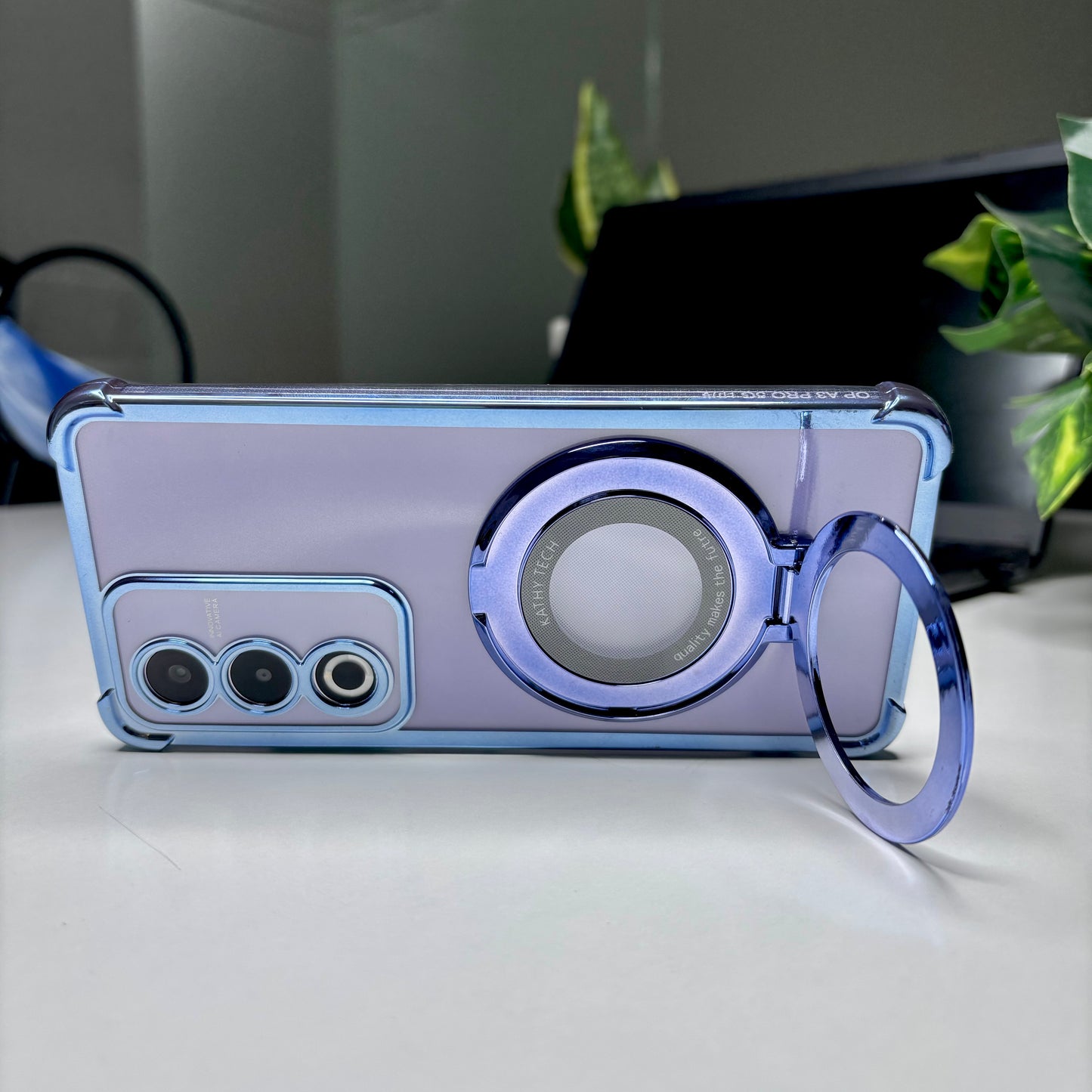 Oppo A3 Pro 5G Original Luxury Magnifier Ring Stand Shockproof Airbags Corner Case