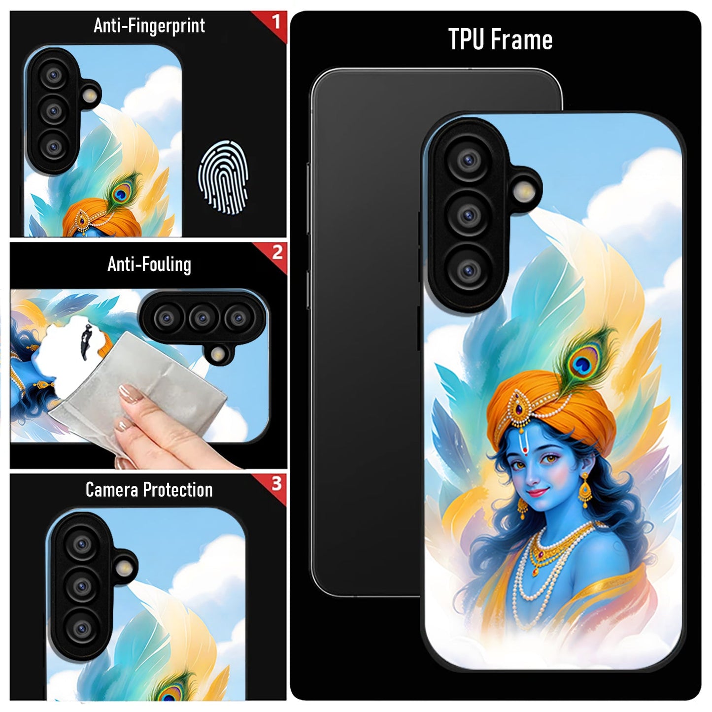 Samsung Galaxy A36 5G Premium Acrylic Shockproof Glass Back Case (Lord Krishna)