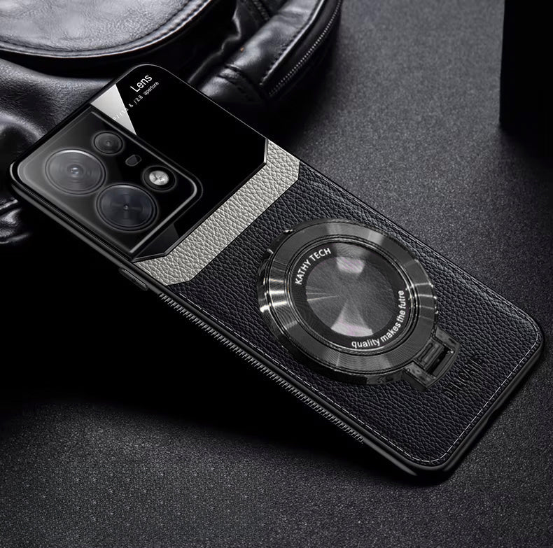 Motorola Edge 50 Pro 5G Original Luxury Leather Lens Magnifier Ring Stand Case