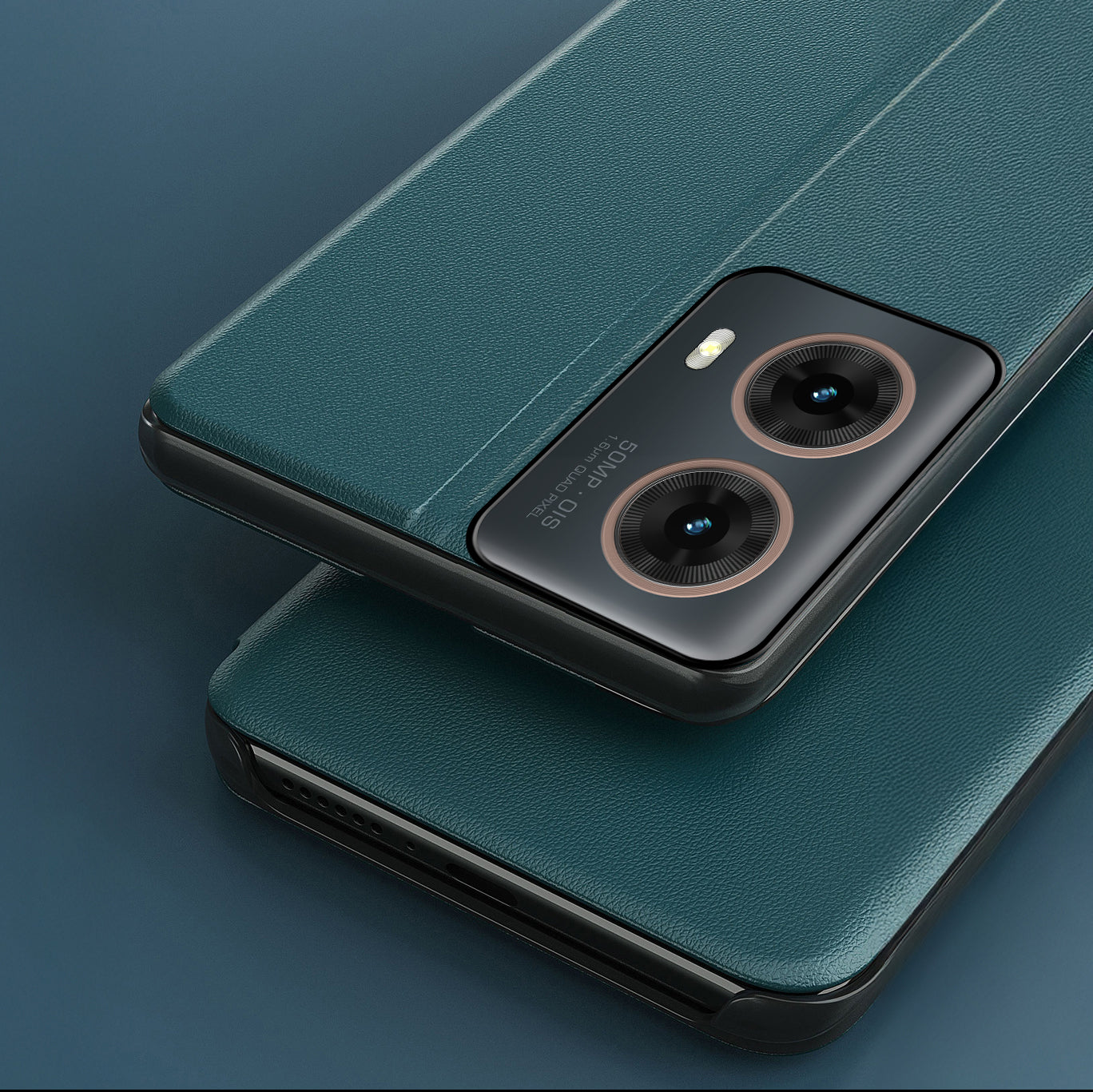 Motorola Edge 50 Fusion 5G Luxury Half Window Leather Flip Case