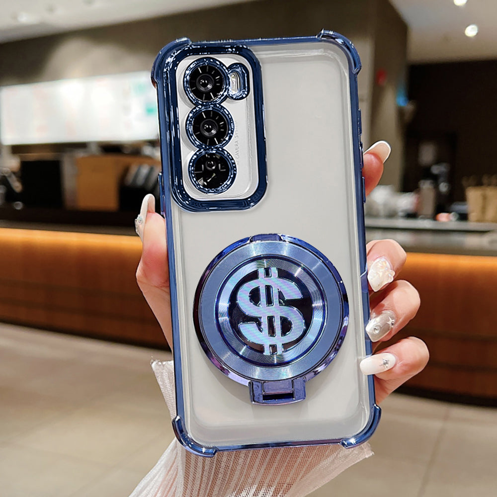stylish oppo reno 12 transparent cover with blue edges