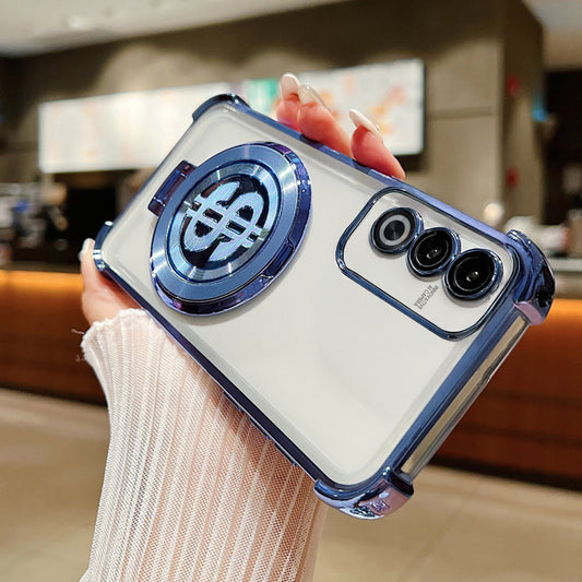 oppo k12x case with blue accents held by a person in an indoor setting