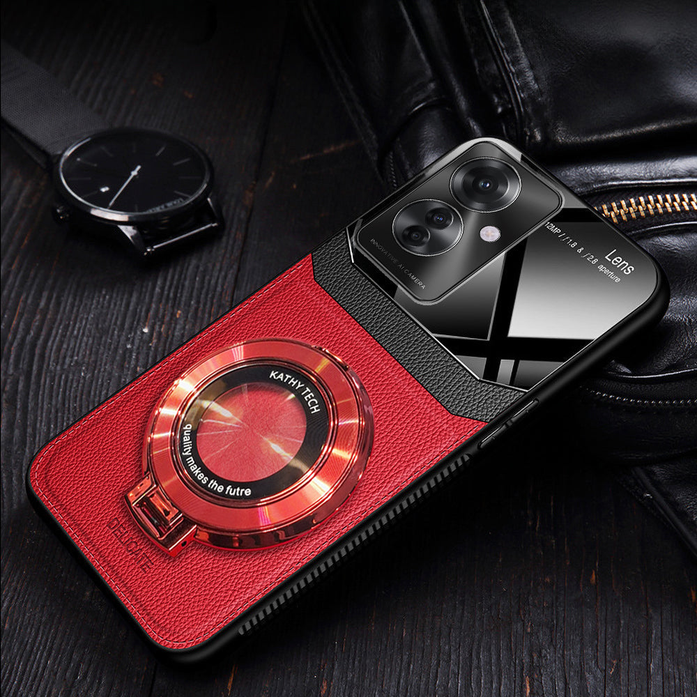 Oppo F25 Pro Red Leather Cover