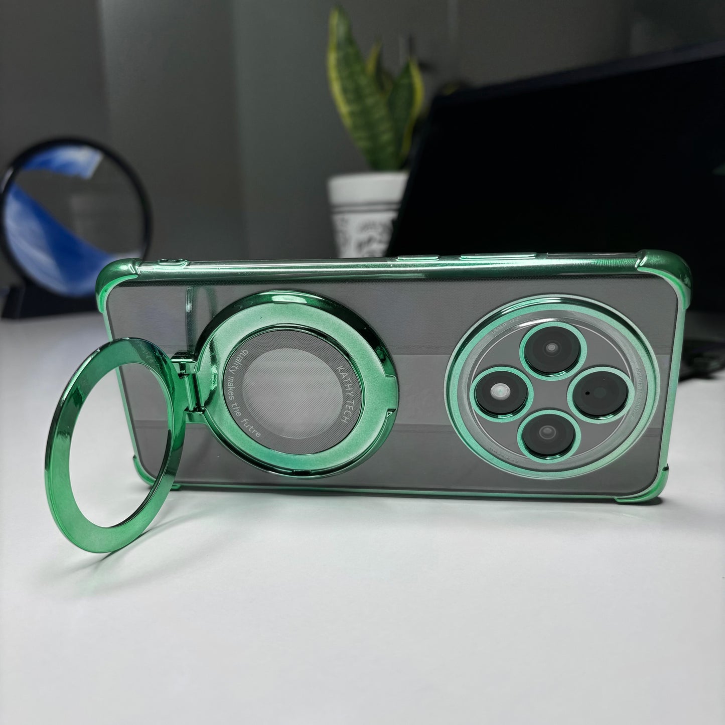 Oppo F27 Pro+ 5G Original Luxury Magnifier Ring Stand Shockproof Airbags Corner Case