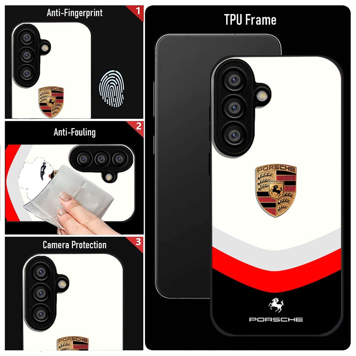 Samsung Galaxy A36 5G Premium Acrylic Shockproof Glass Back Case (Porsche Stripe)
