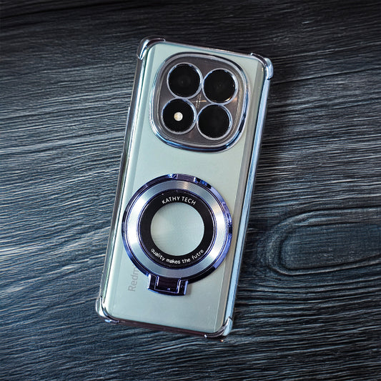 Redmi Note 14 Pro+ 5G Original Luxury Magnifier Ring Stand Shockproof Airbags Corner Case