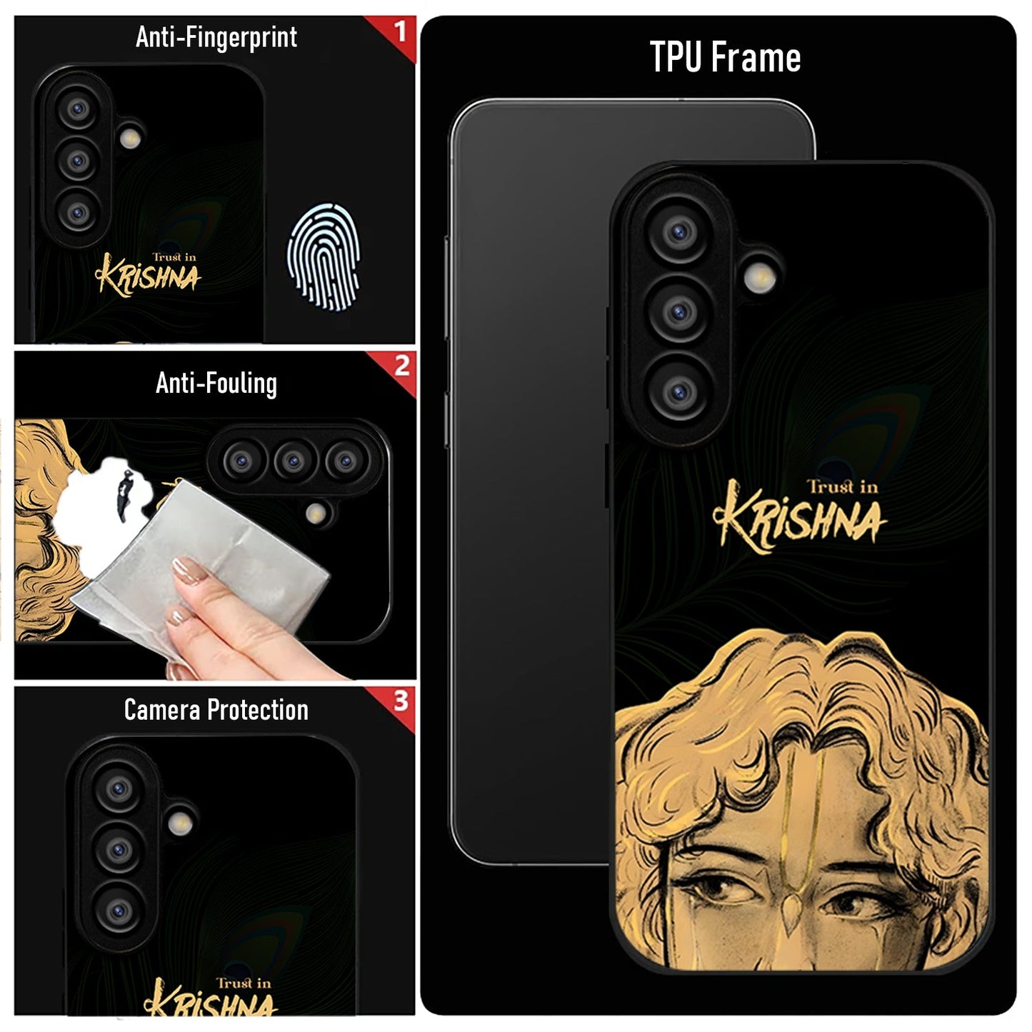Samsung Galaxy A36 5G Premium Acrylic Shockproof Glass Back Case (Trust In Krishna)