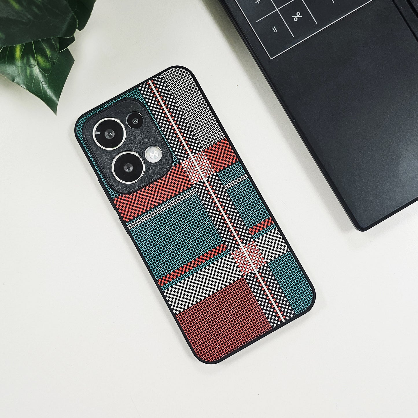 Oppo Reno 13 5G Luxury Grid Pattern Glass Back Shockproof Case
