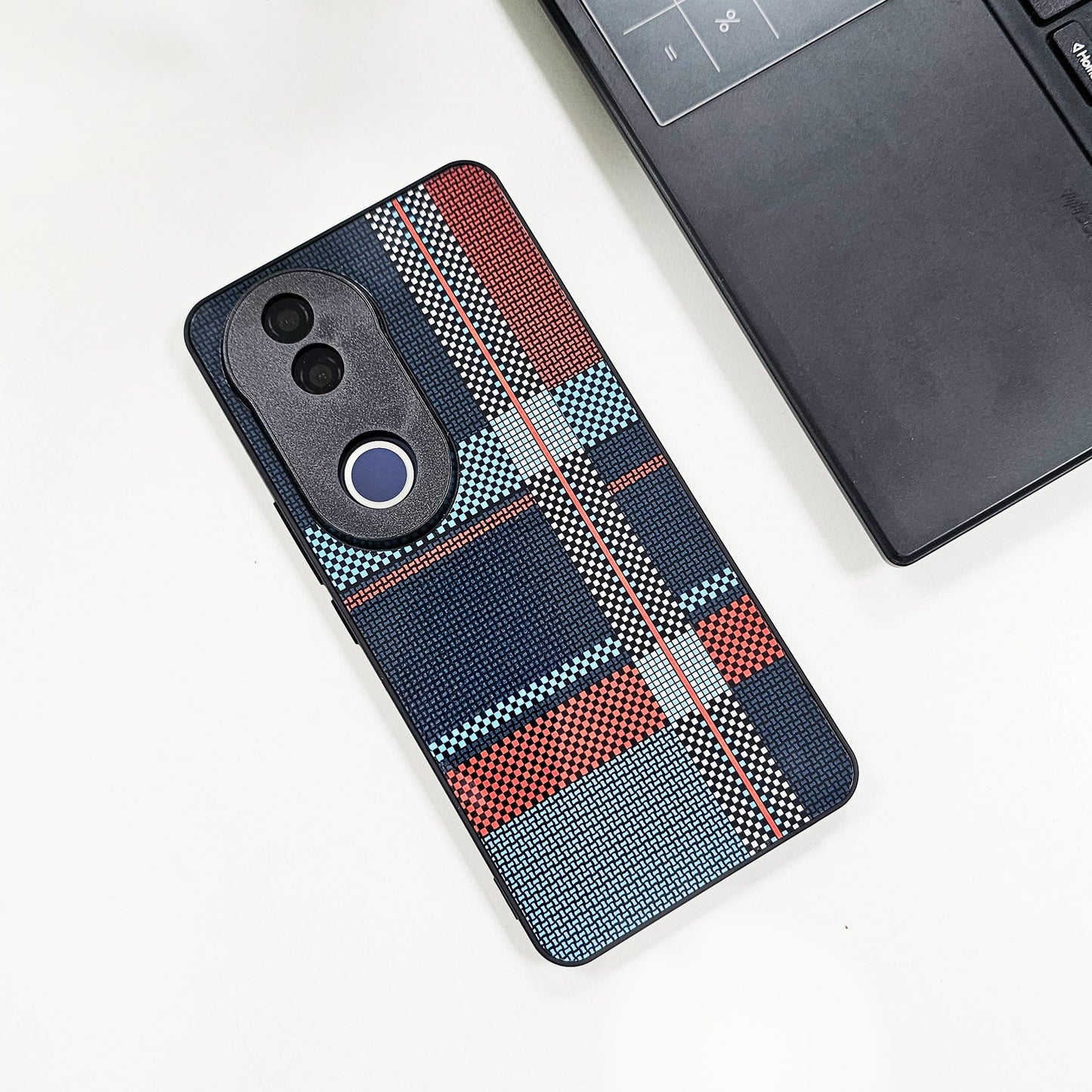 Vivo V50 5G Luxury Grid Pattern Glass Back Shockproof Case